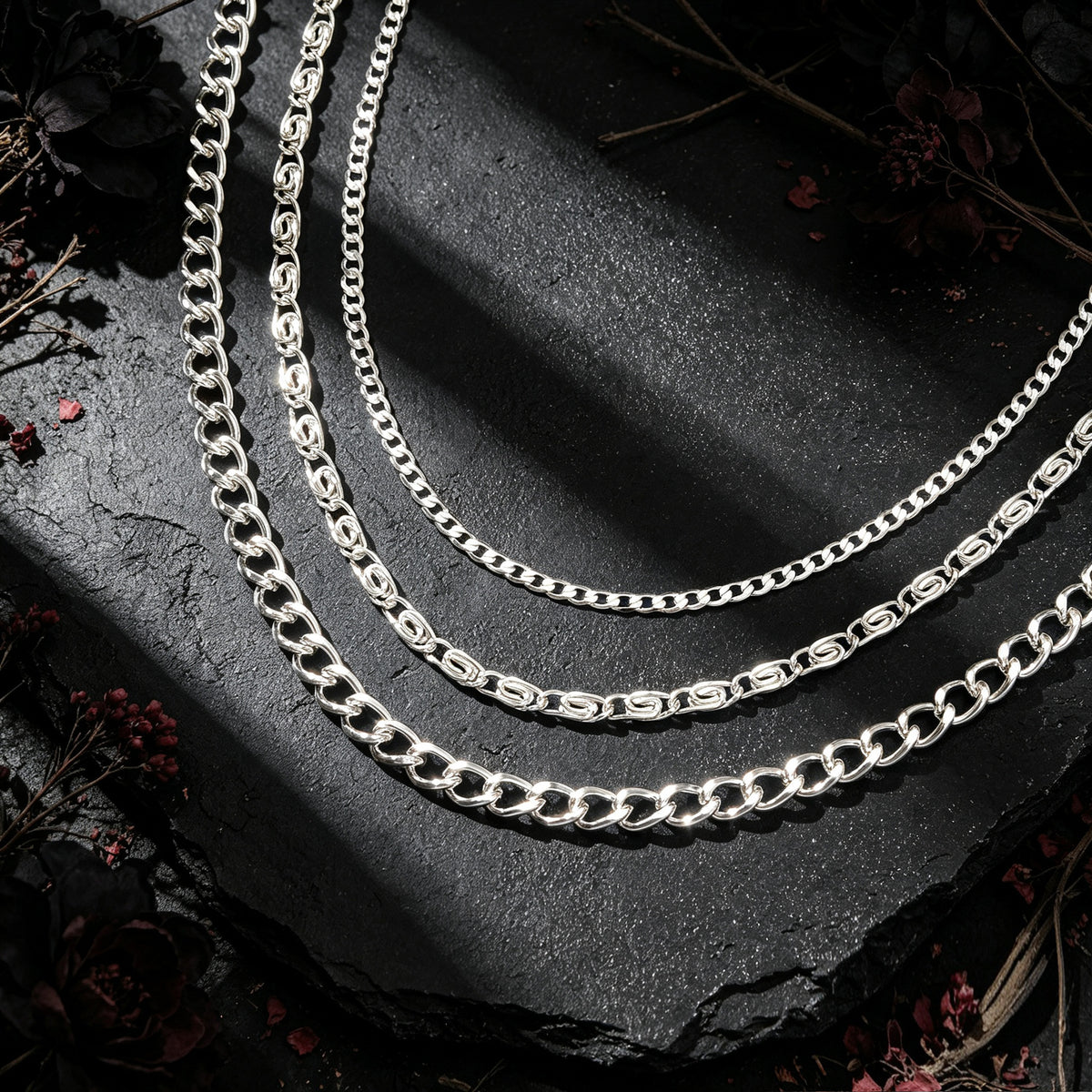 3pcs Layered Collar Necklaces Cuban Geometric Chain Simple Daily Party Jewellery