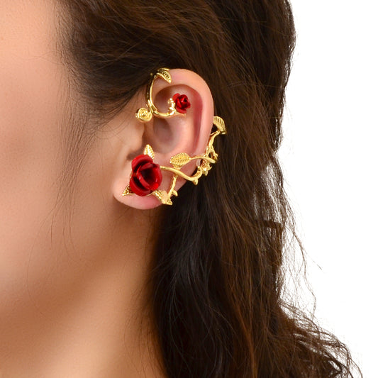 1 pc Retro Rose Flower Climbers Crawler Jacket Ear Cuff Wrap Clip Stud Earring