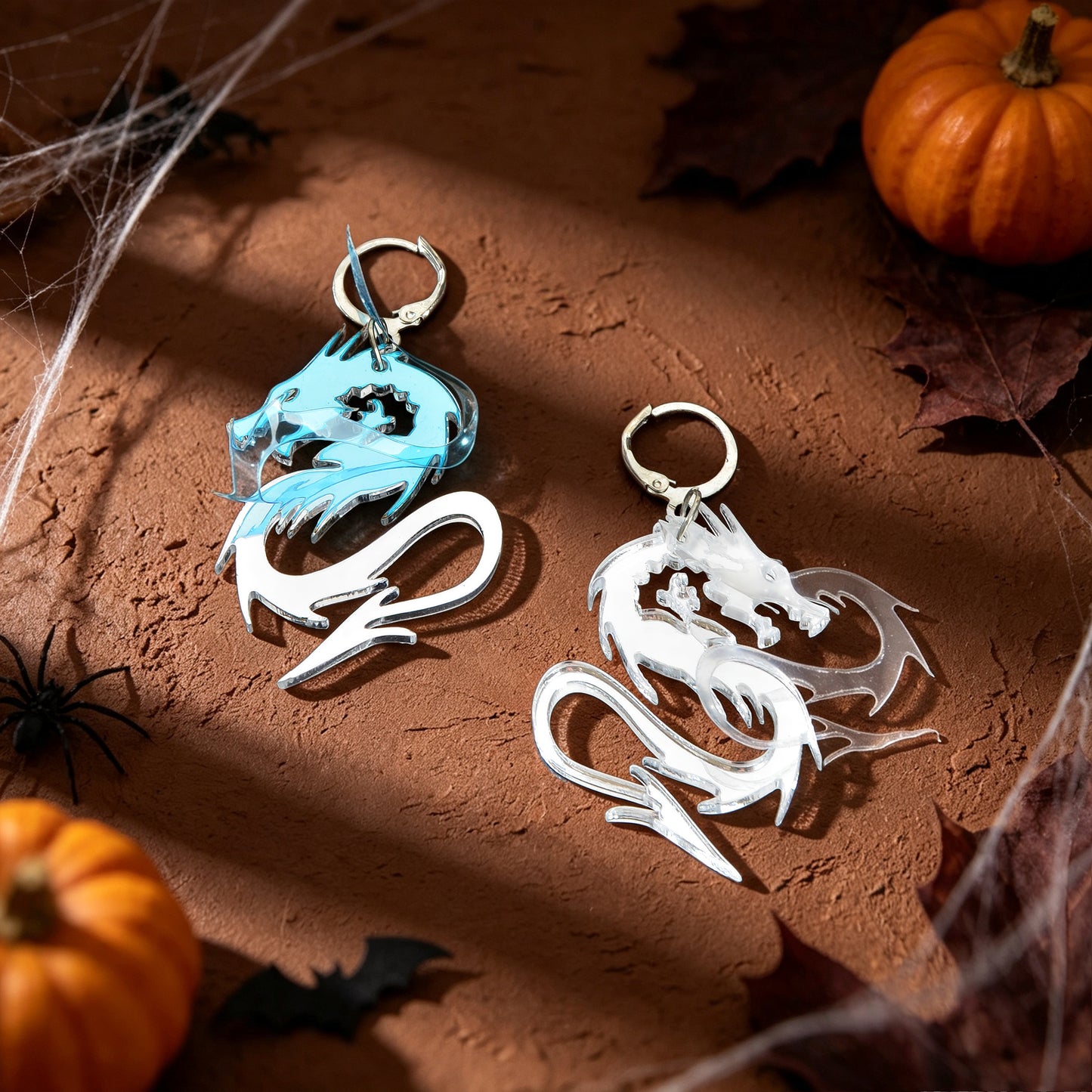 Halloween Acrylic Dragon Dangle Hoop Earring Gothic Spooky Party Cosplay Jewelry
