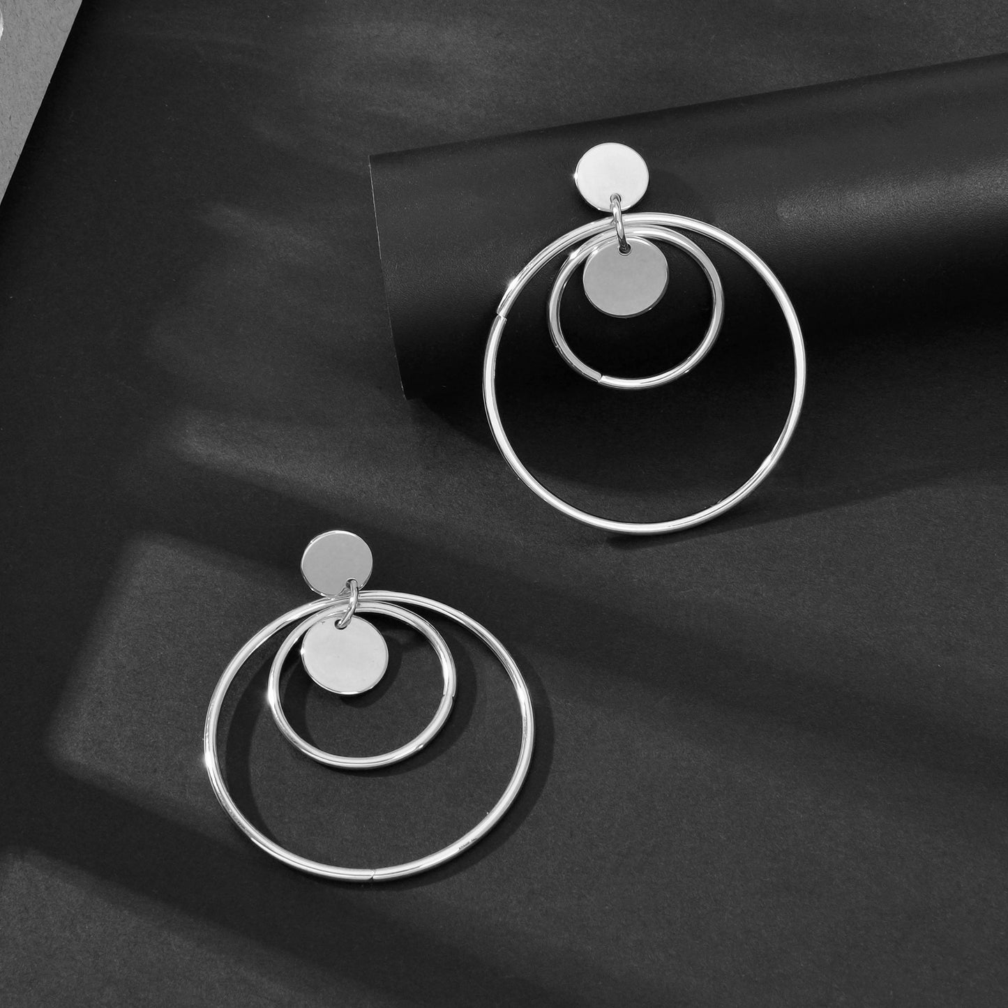 Fashion Gold Silver Circle Disc Charm Dangle Hoop Earrings Stunning Accessories