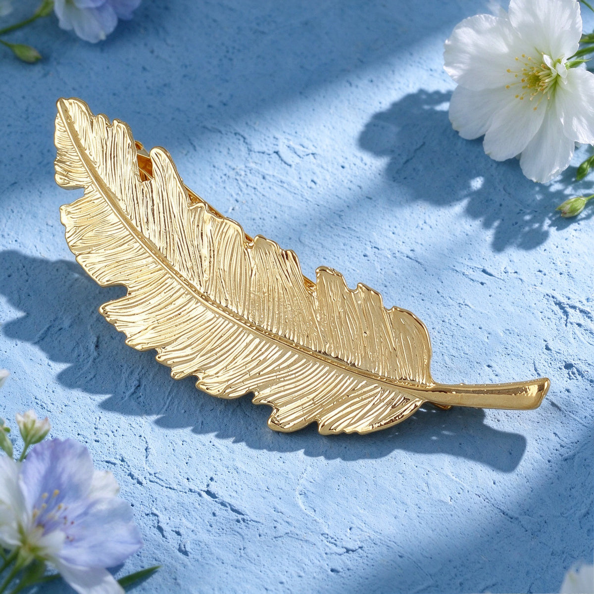 Graceful Gold Silver Leaf Feather Hair Clip Barrette Wedding Hair Accessories