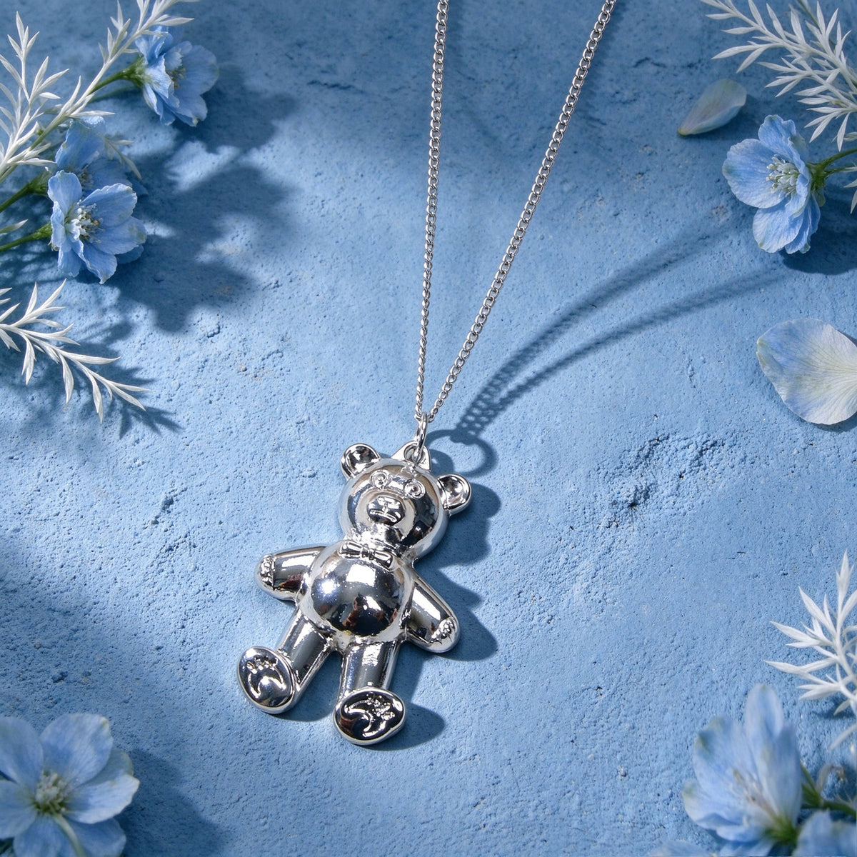 Cute Gold Silver Bear Pendant Long Chain Necklace Y2K Jewellery Birthday Gift