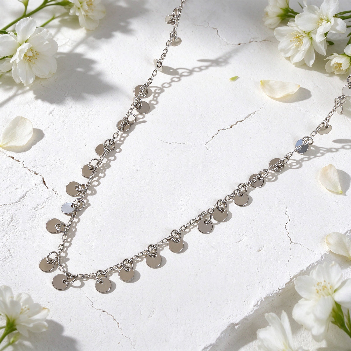 Dainty Coin Sequin Choker Necklace Round Disc Charm Minimalist Fashion Jewellery