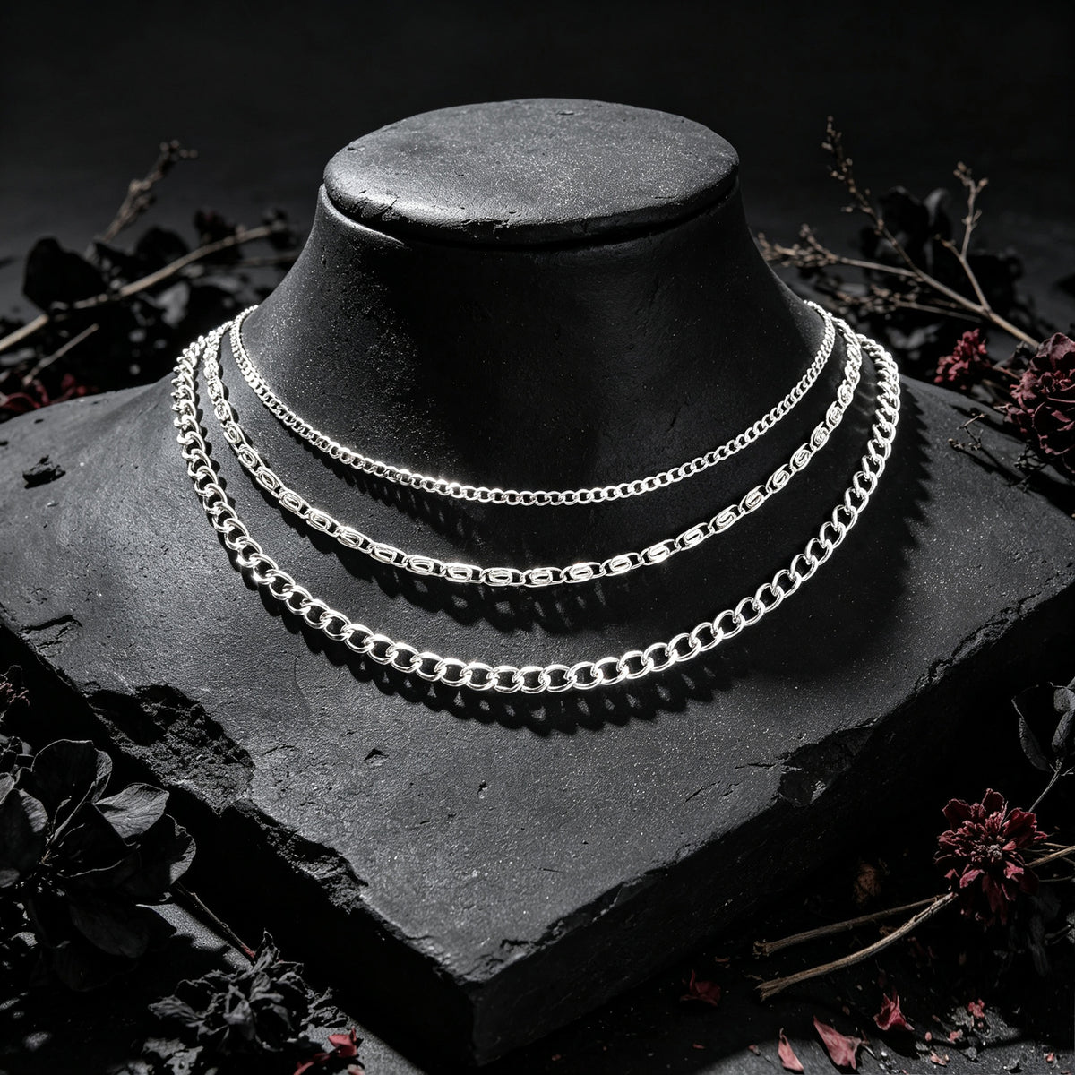 3pcs Layered Collar Necklaces Cuban Geometric Chain Simple Daily Party Jewellery