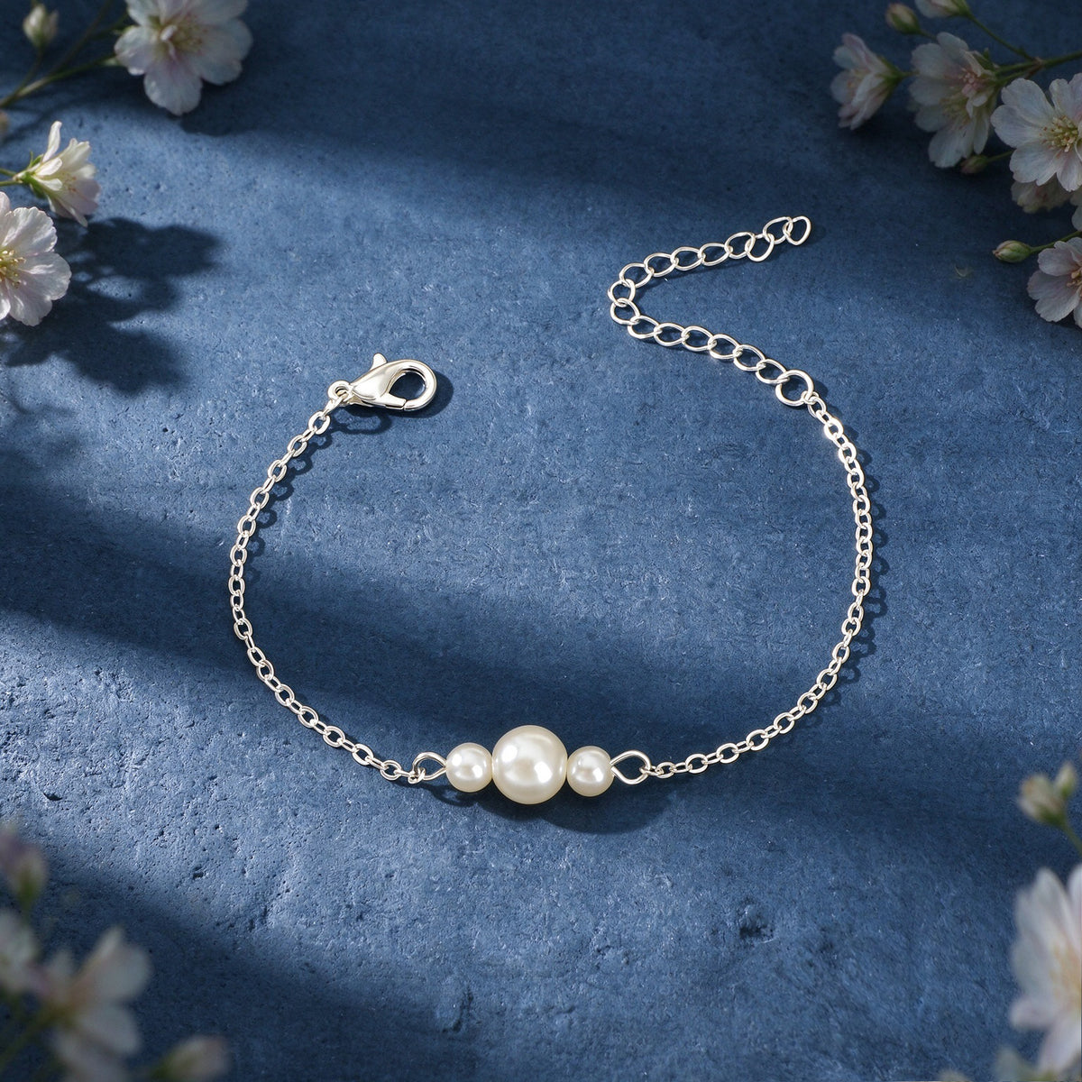 Faux Pearls Gold Silver Thin Link Bracelet Elegant Daily Wedding Gift Jewellery