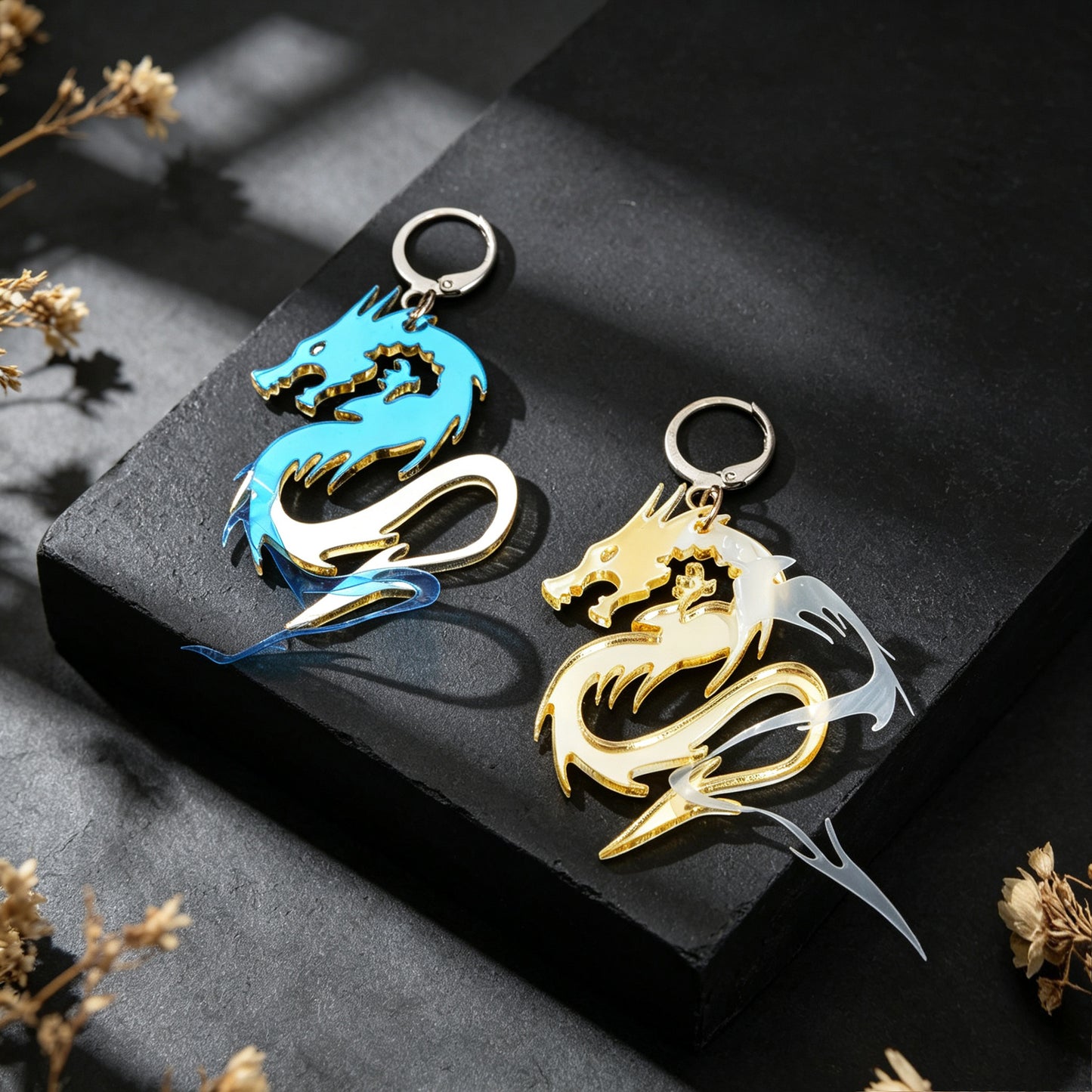 Personality Chinese Dragon Dangle Earrings Mystical Animal Element Punk Rock Music Festival Jewelry