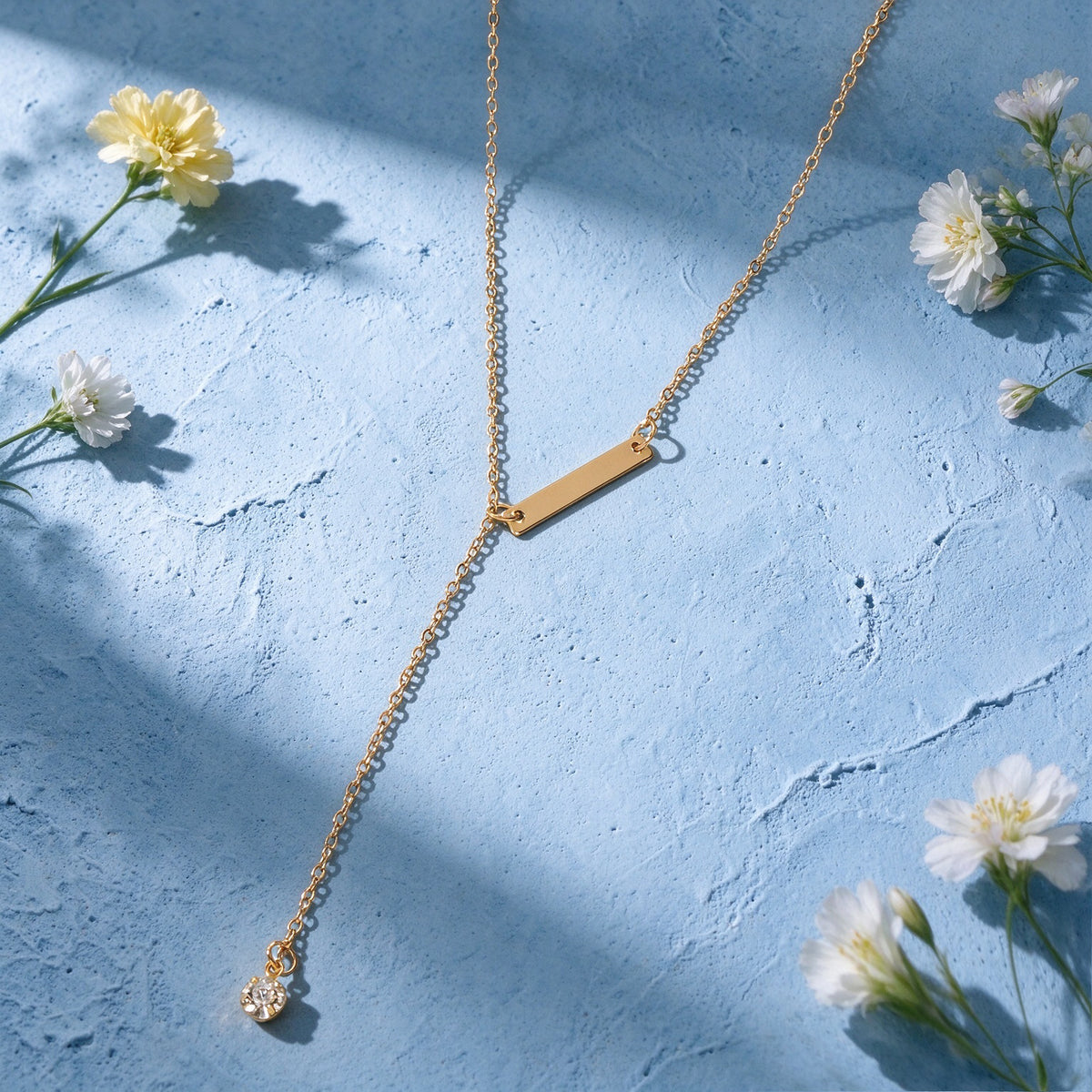 Rhinestone Bar Y Shape Adjustable Lariat Necklace Dainty Daily Party Jewellery