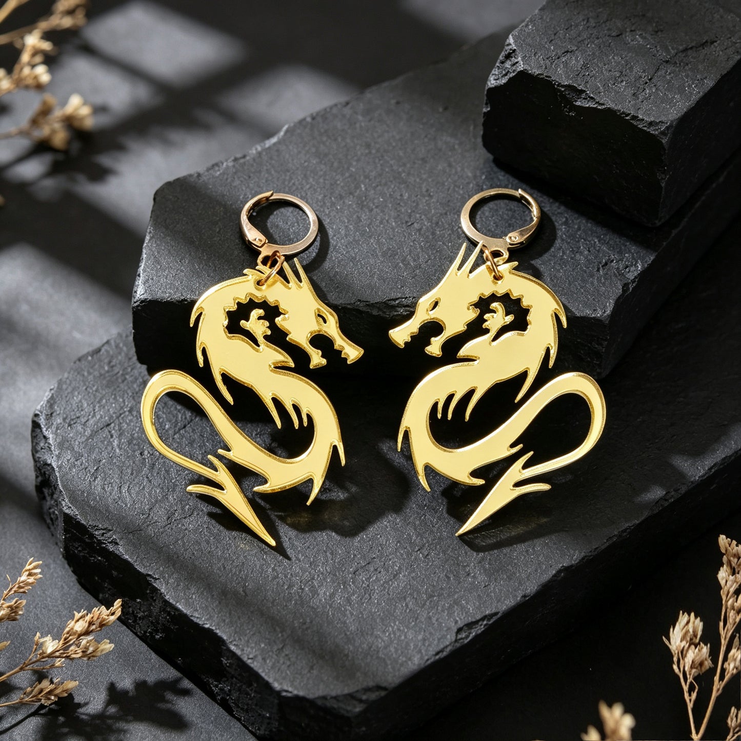 Personality Chinese Dragon Dangle Earrings Mystical Animal Element Punk Rock Music Festival Jewelry