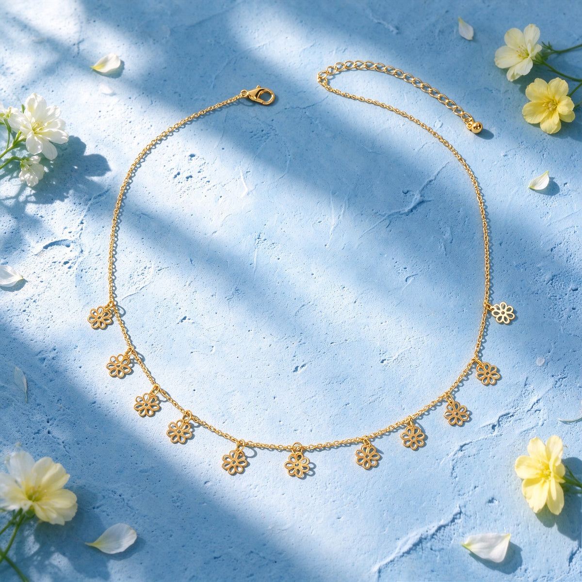 Elegant Gold Silver Hollow Flower Pendant Necklace Party Banquet Jewellery Gift