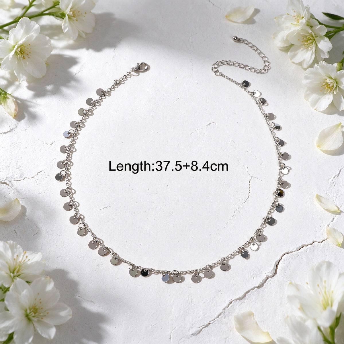Dainty Coin Sequin Choker Necklace Round Disc Charm Minimalist Fashion Jewellery