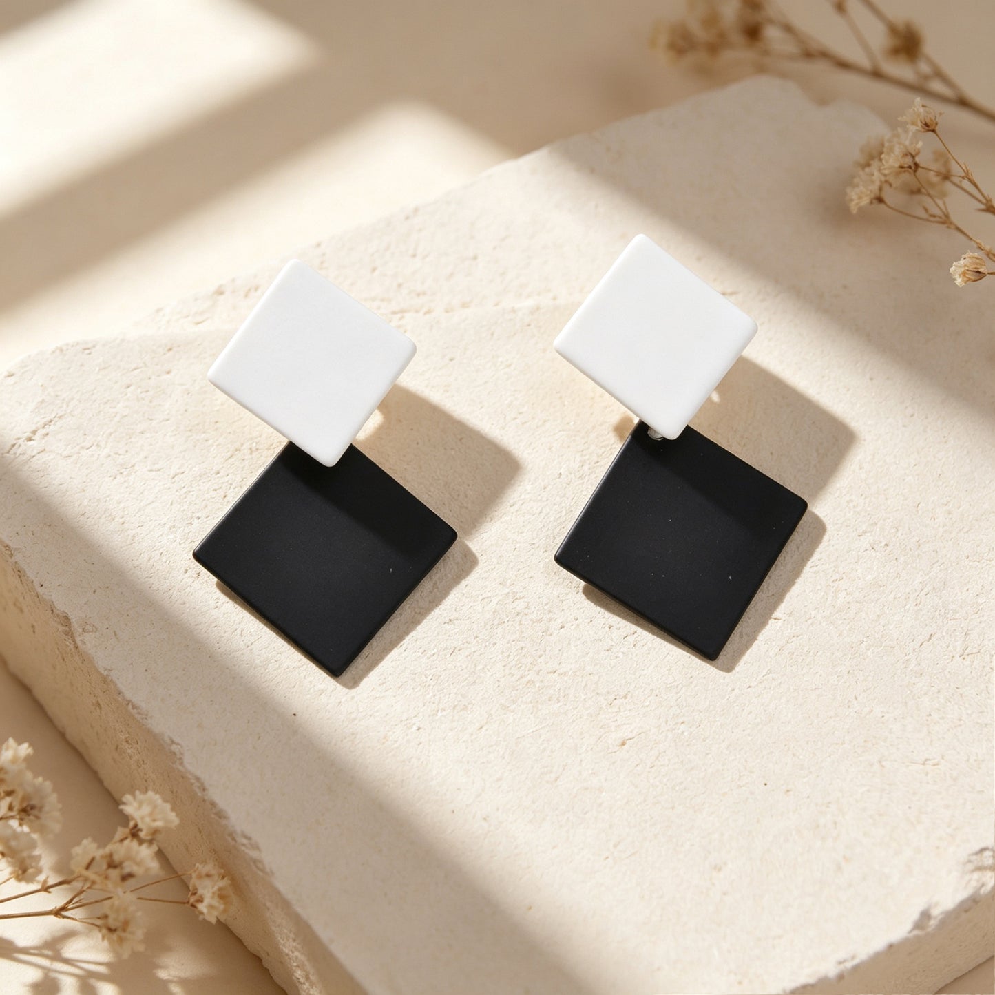 Chic Colourful Enamel Square Simple Geometric Stud Earrings Statement Jewellery