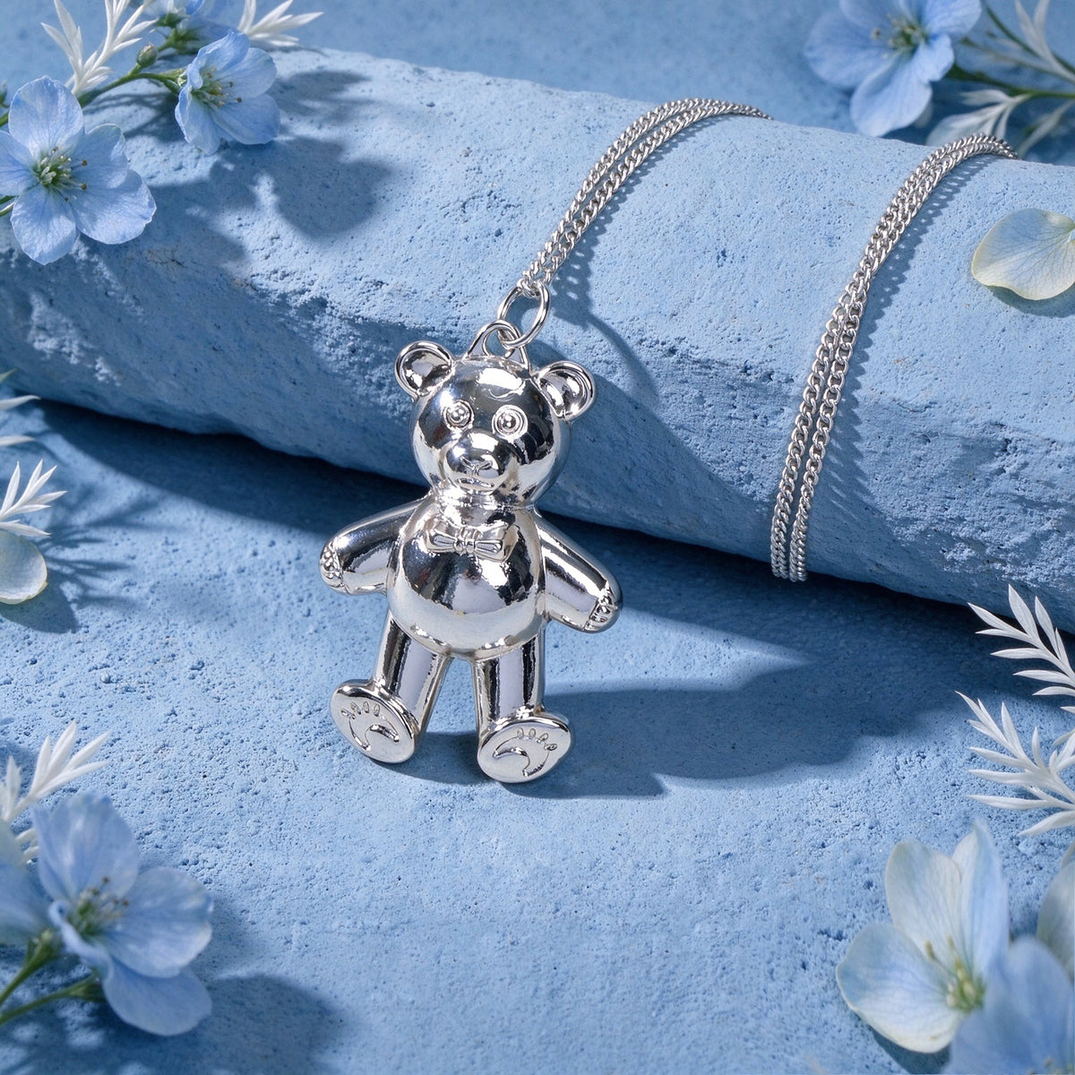 Cute Gold Silver Bear Pendant Long Chain Necklace Y2K Jewellery Birthday Gift