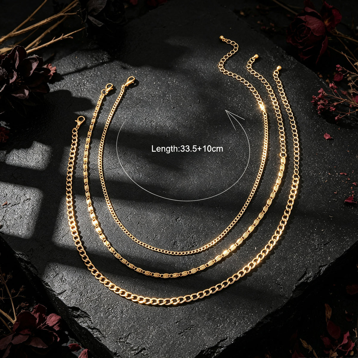 3pcs Layered Collar Necklaces Cuban Geometric Chain Simple Daily Party Jewellery