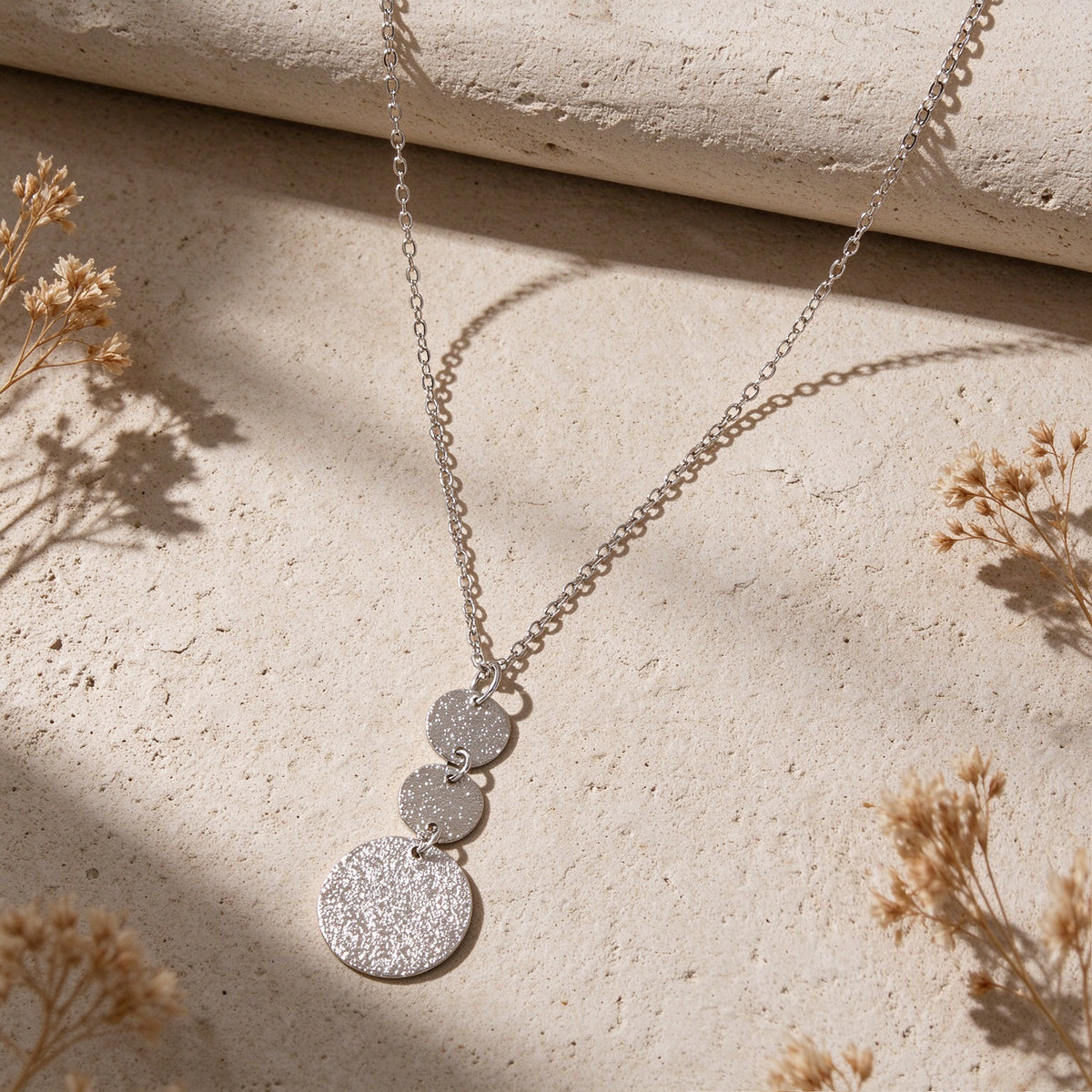 Geometric Disc Fringe Pendant Long Necklace Minimalist Party Vacation Jewellery