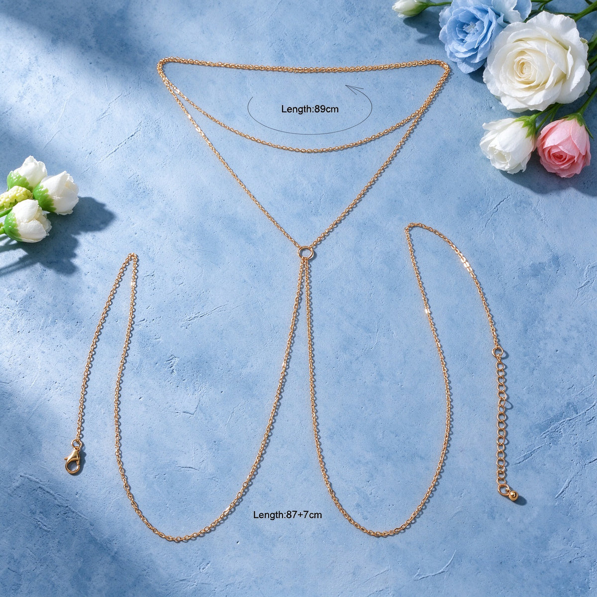 Gold Silver Cross Adjustable Body Chain Nightclub Rave Party Body Accessories