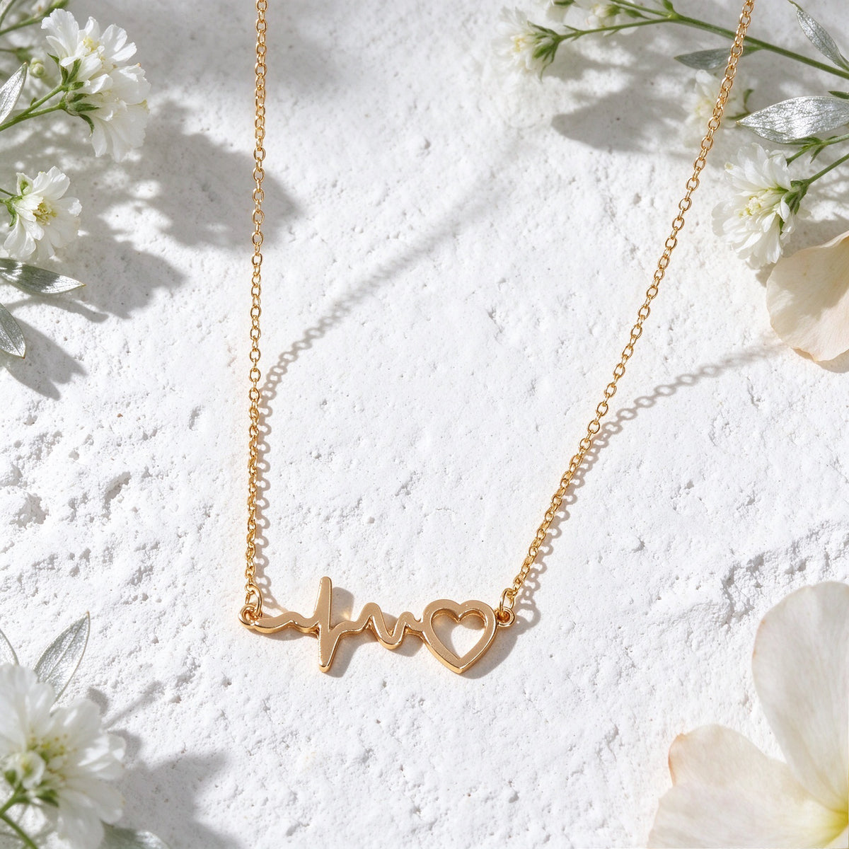 Gold Silver Heartbeat Pendant Necklace Sweet Love Symbol Jewellery Romantic Gift