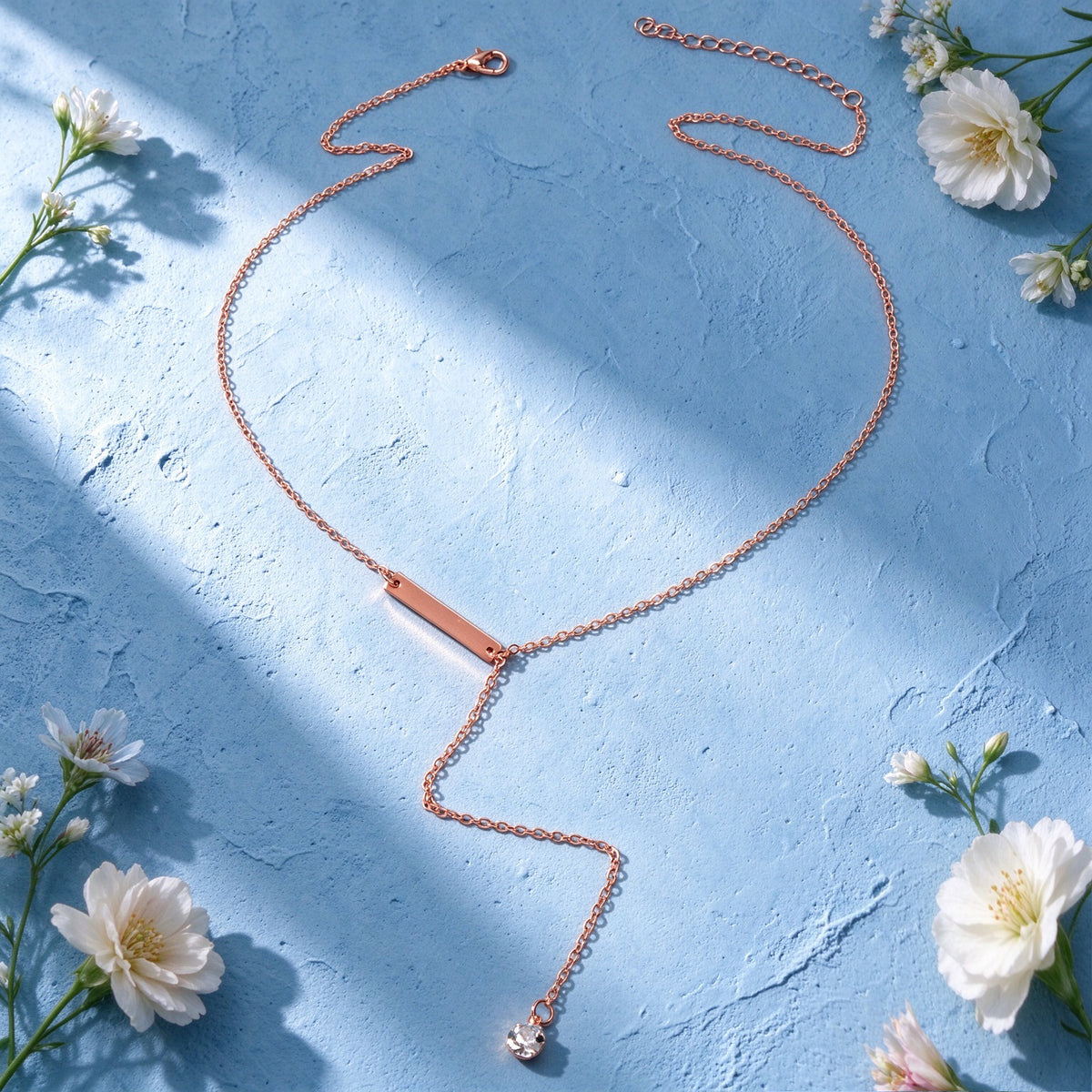 Rhinestone Bar Y Shape Adjustable Lariat Necklace Dainty Daily Party Jewellery