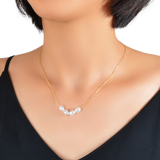 Elegent Wedding Engagement Jewellery Pearl Decor Gold Chain Clavicle Necklace