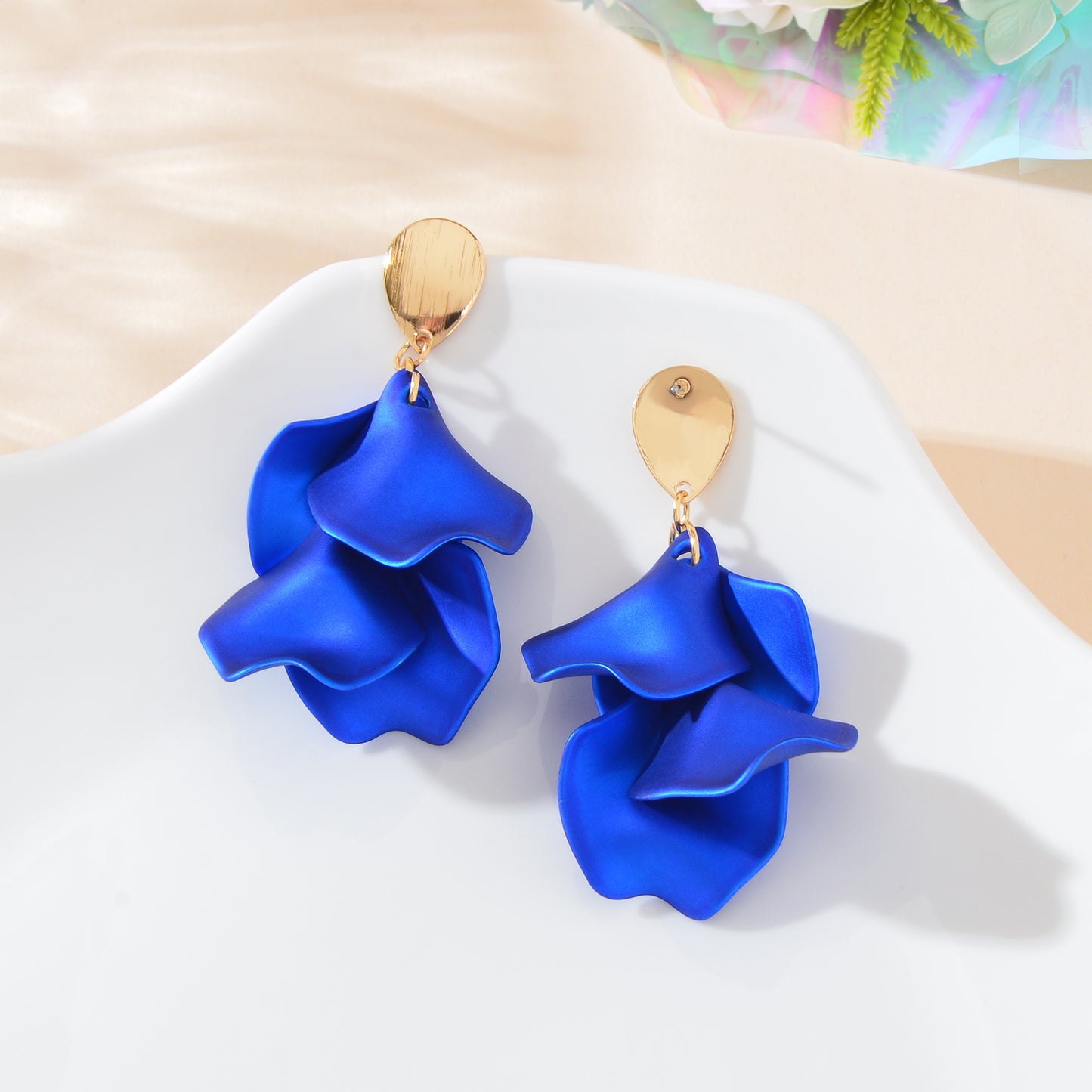 1pair Elegant Flower Petal Dangle Earrings for Women Daily Dating Party Jewelry