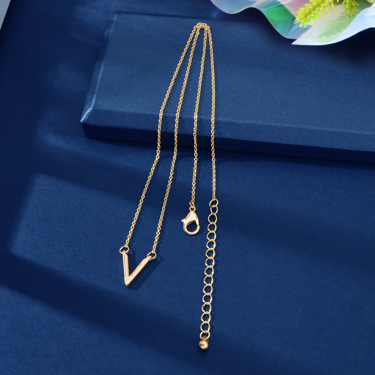 Initial V Pendant Necklace Victory Geometric Choker Boho Chain Lover Jewellery