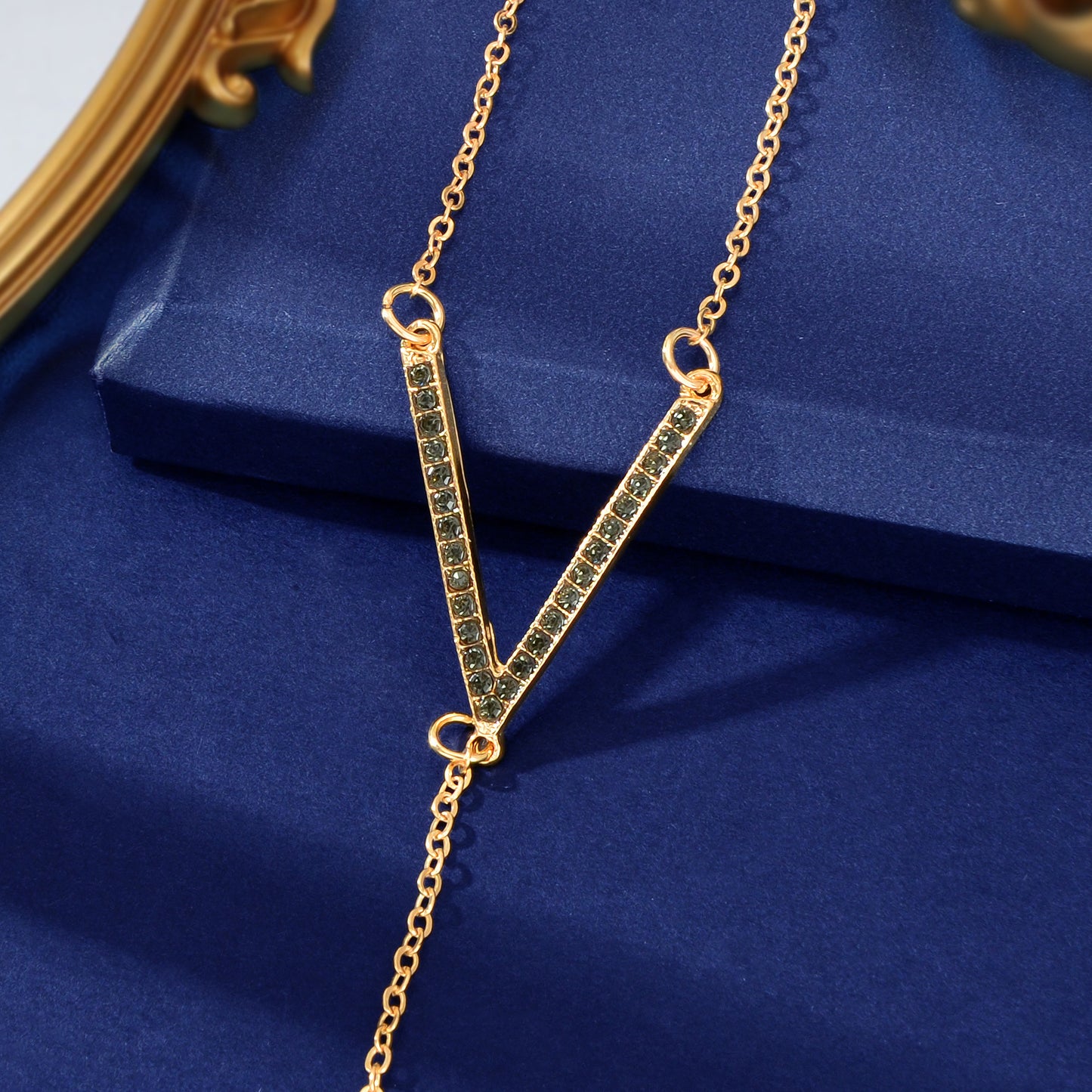 Rhinestone Long Y Chain Bar Pendant V Shape Necklace Drop Bar Fringe Jewellery