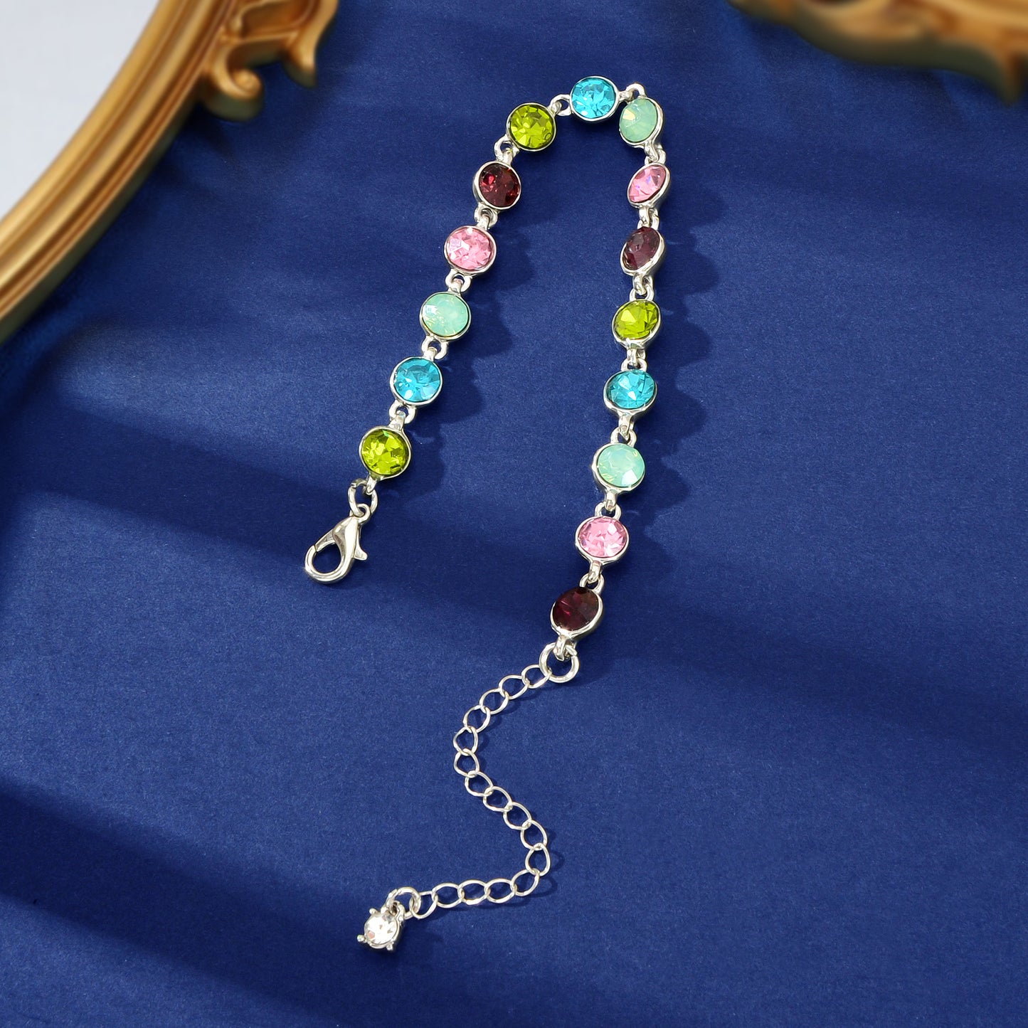 Elegant High Quality Multicolour Rhinestone Decor Bracelet Anniversary Party Prom Jewelry