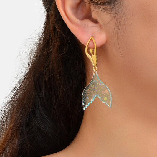 Graceful Mermaid Dancer Earrings Whimsical Fashion Design Stud Jewellery Gift