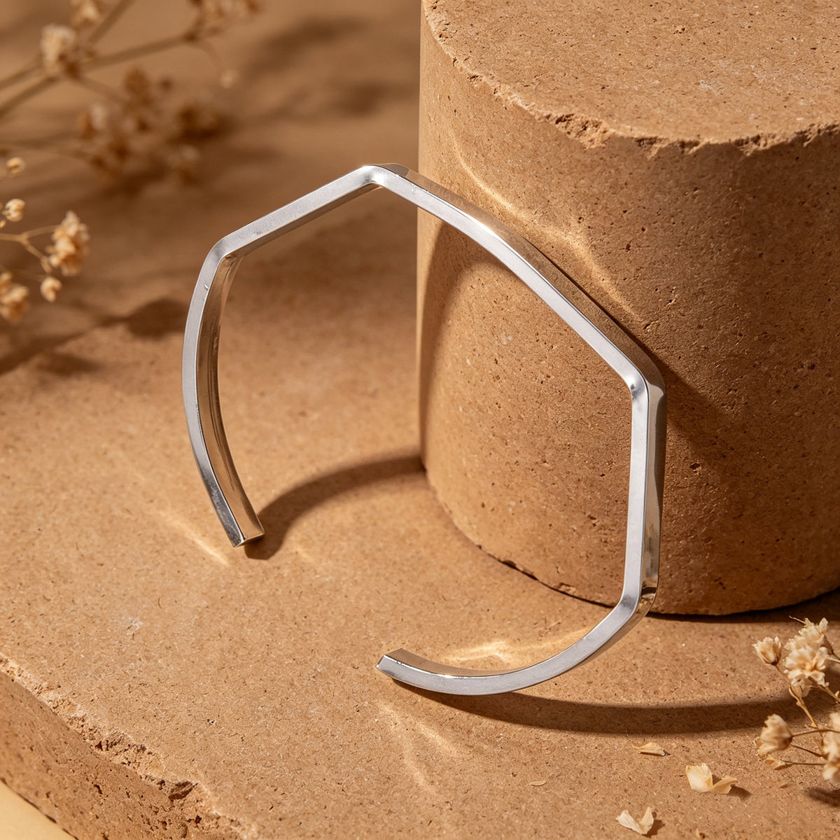 Minimalist Geometric Metal Open Cuff Bangle Modern Daily Officework Jewellery