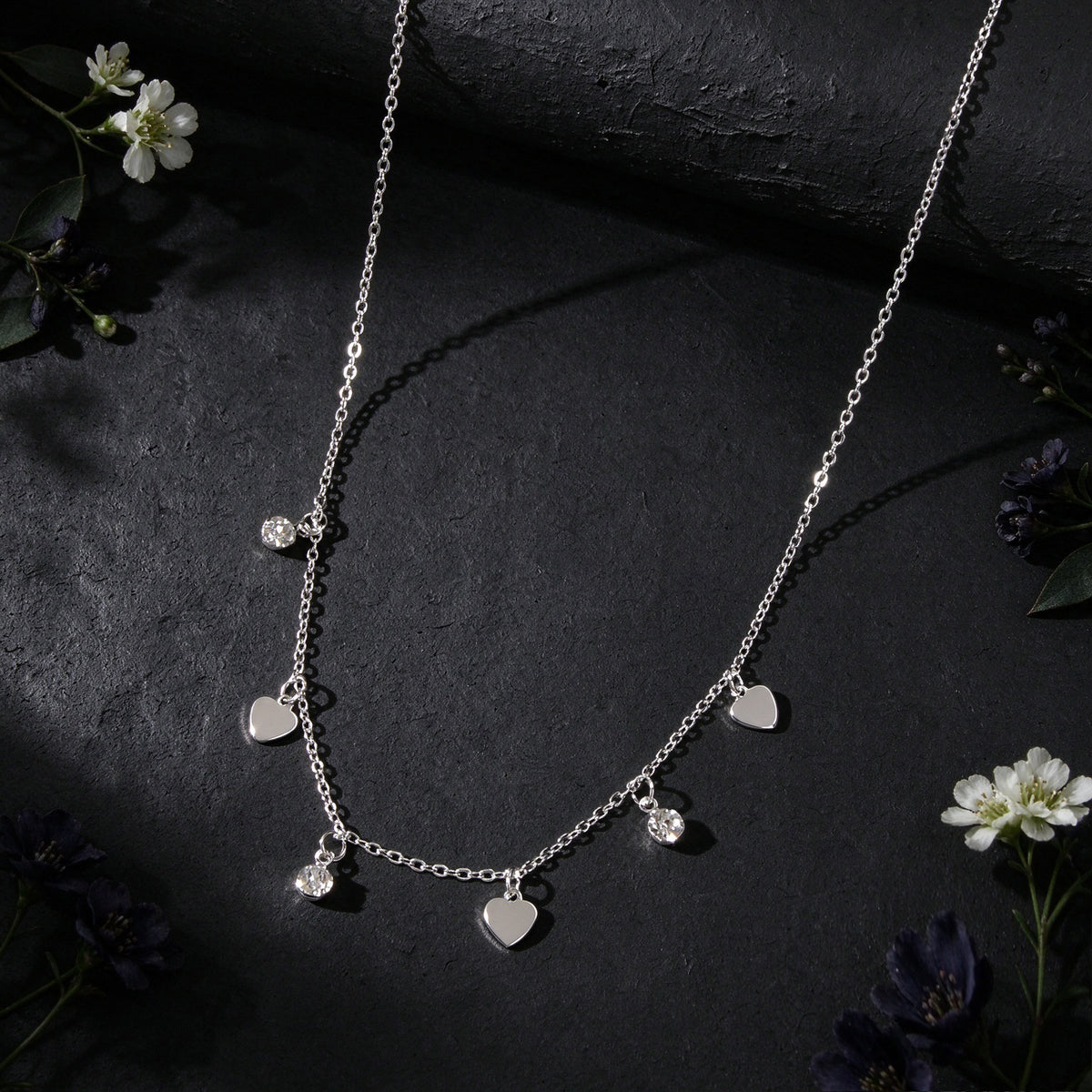 Gold Silver Chain Shiny Heart Pendant Necklace Romantic Dating Party Jewellery