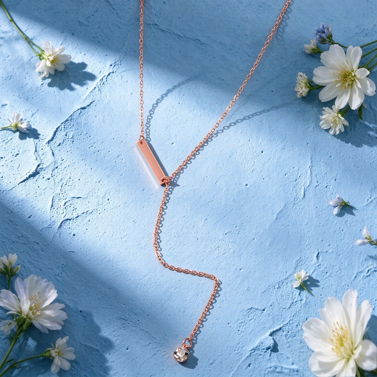 Rhinestone Bar Y Shape Adjustable Lariat Necklace Dainty Daily Party Jewellery