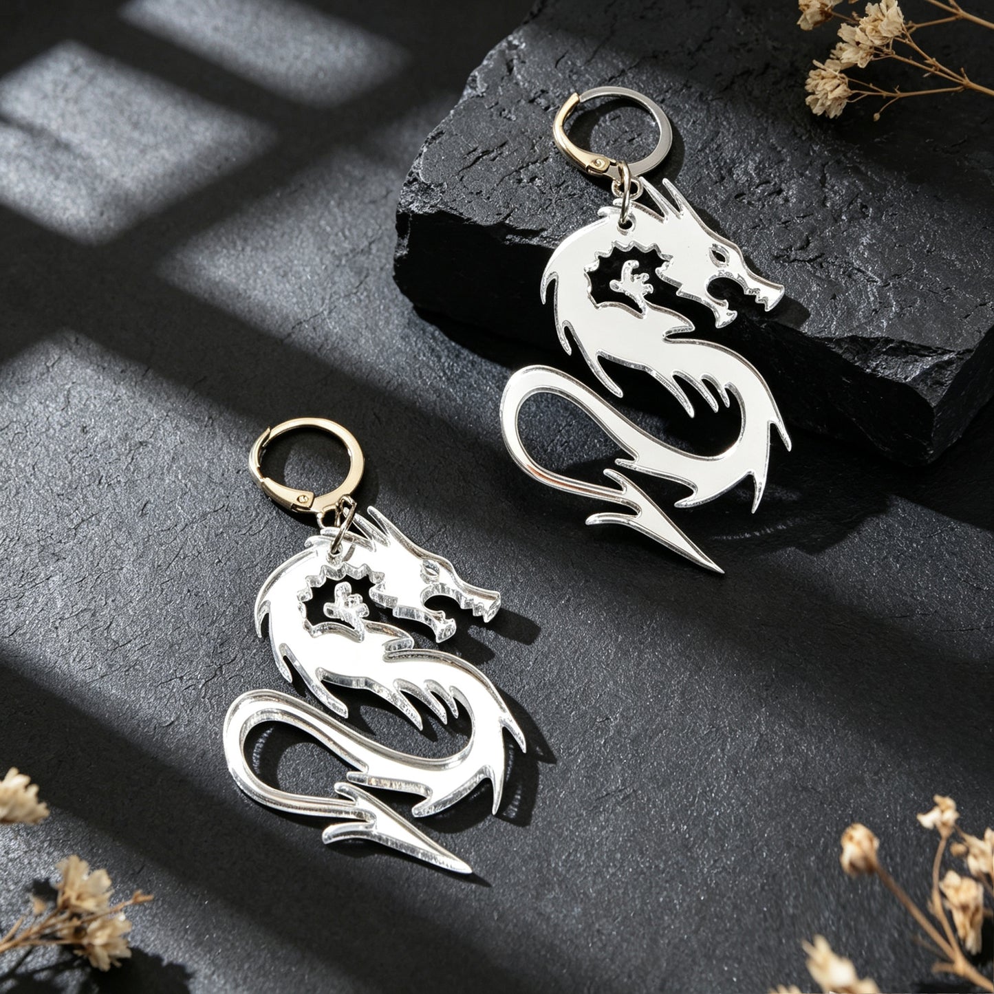 Personality Chinese Dragon Dangle Earrings Mystical Animal Element Punk Rock Music Festival Jewelry