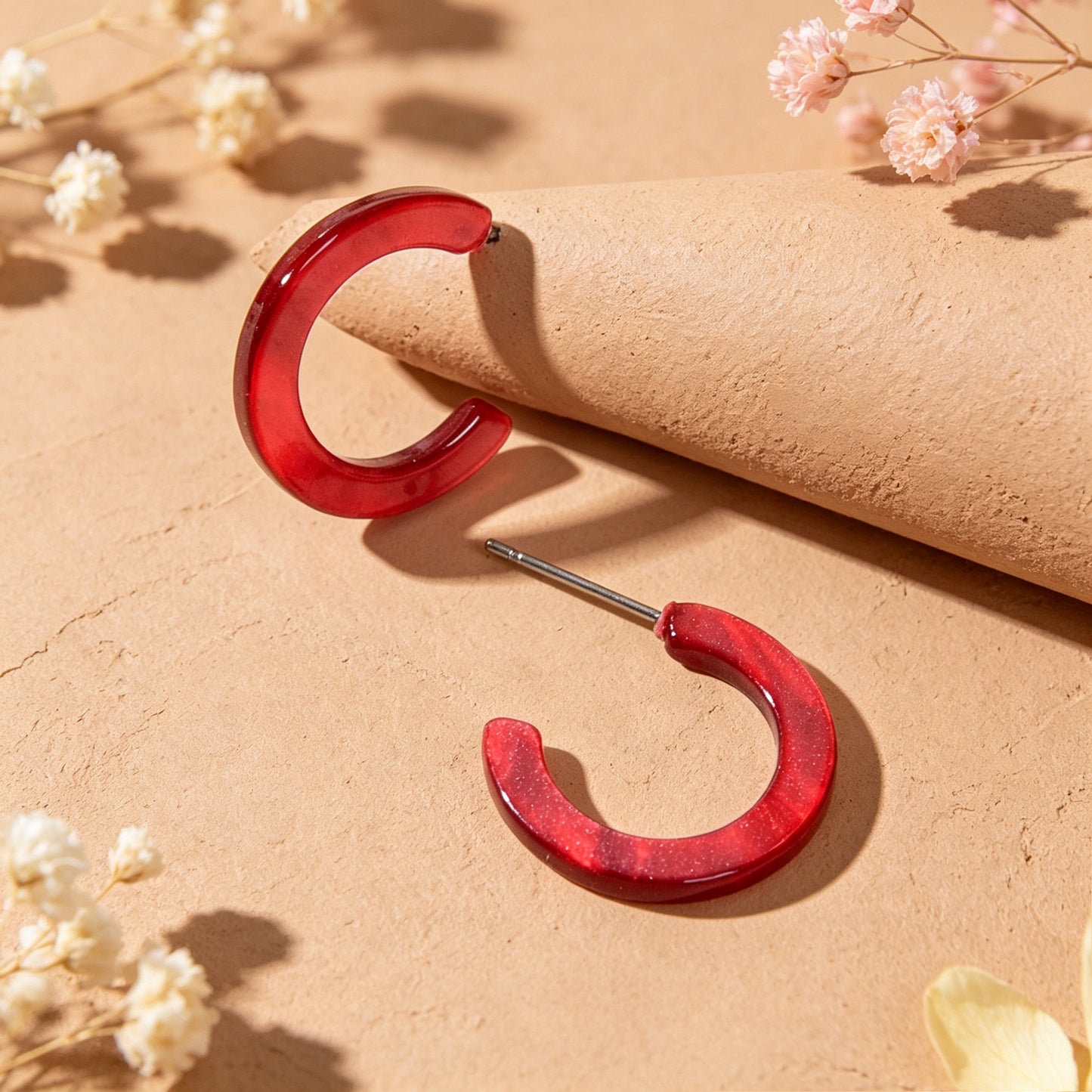 Acrylic C Shape Hoop Stud Earrings Daily Beach Vacation Jewelry Available in multiple colors