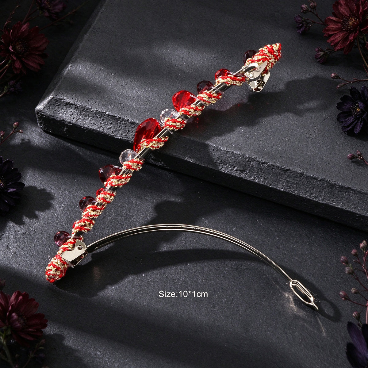 Retro Multicolour Resin Beads Long Hair Clip Beach Vacation Party Hair Accessory