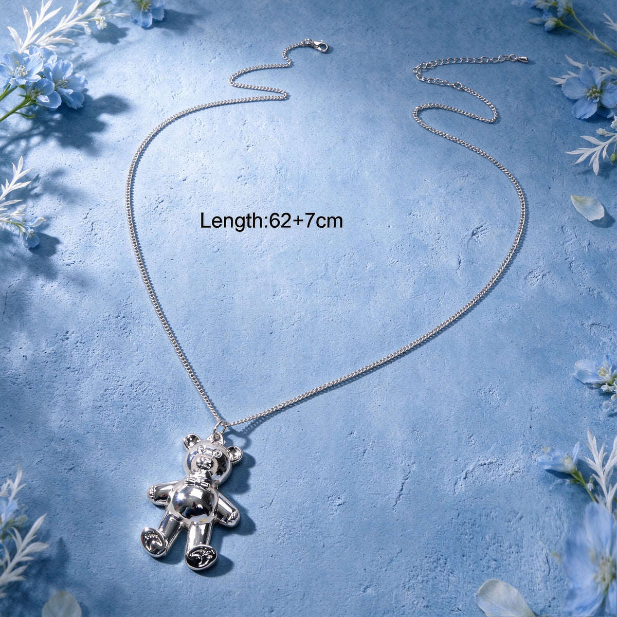 Cute Gold Silver Bear Pendant Long Chain Necklace Y2K Jewellery Birthday Gift