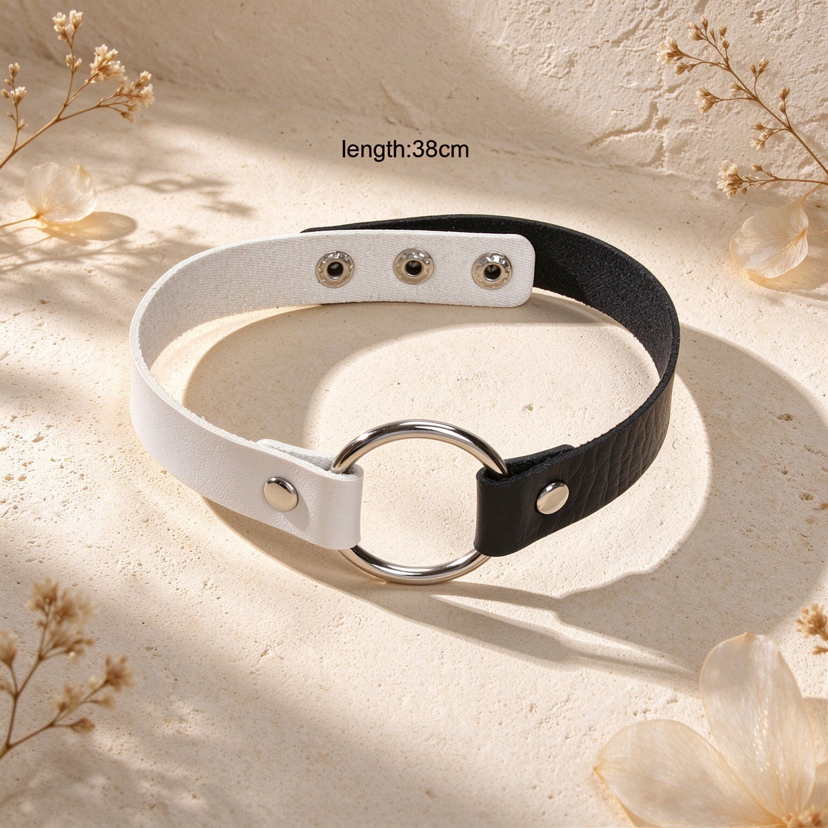Color Block PU Leather Choker Necklace Alloy Geometric Decor Gothic Punk Jewelry