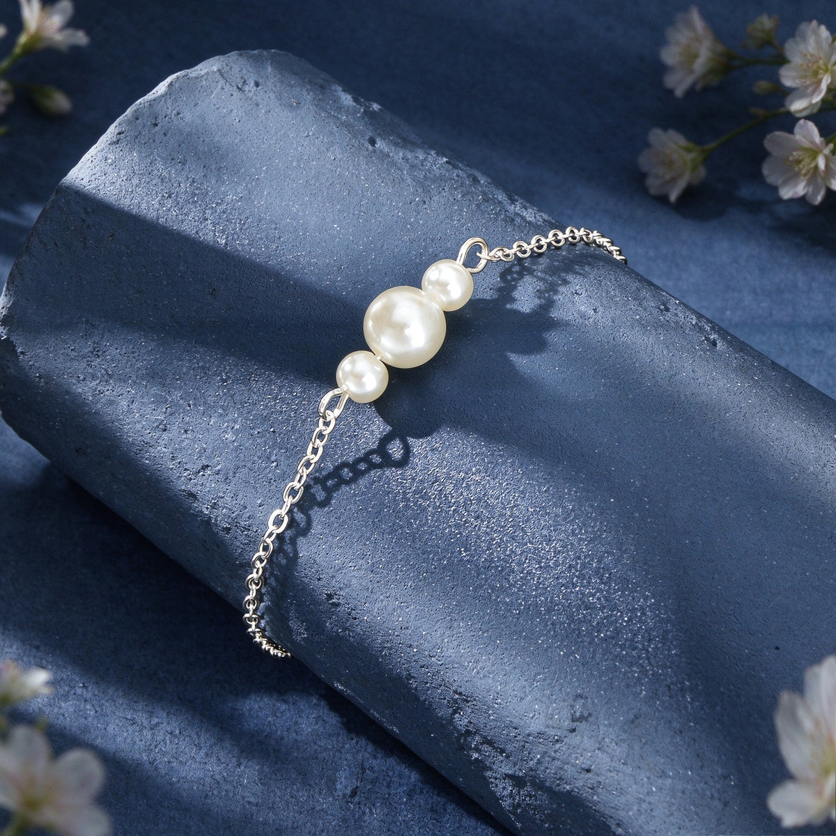 Faux Pearls Gold Silver Thin Link Bracelet Elegant Daily Wedding Gift Jewellery
