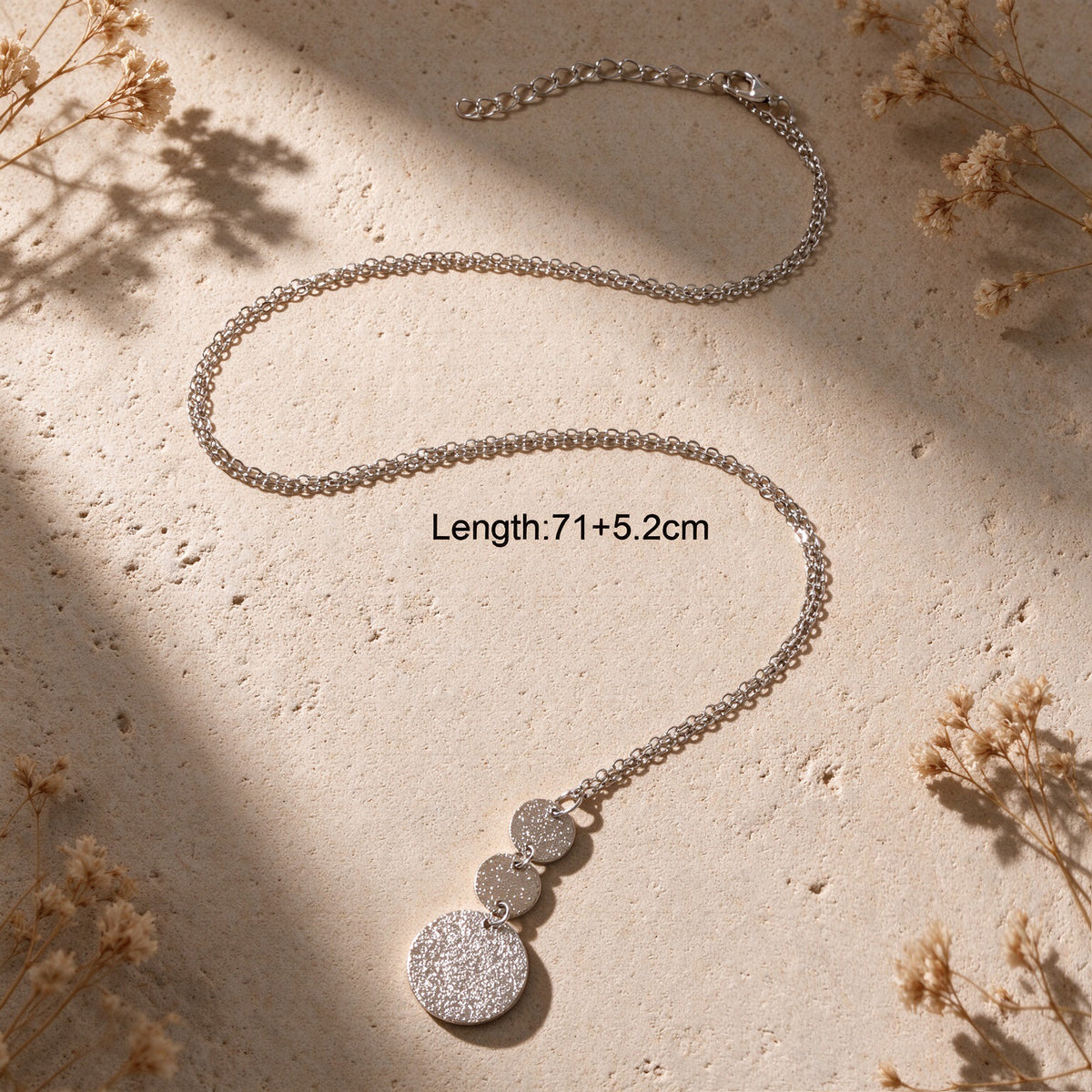 Geometric Disc Fringe Pendant Long Necklace Minimalist Party Vacation Jewellery