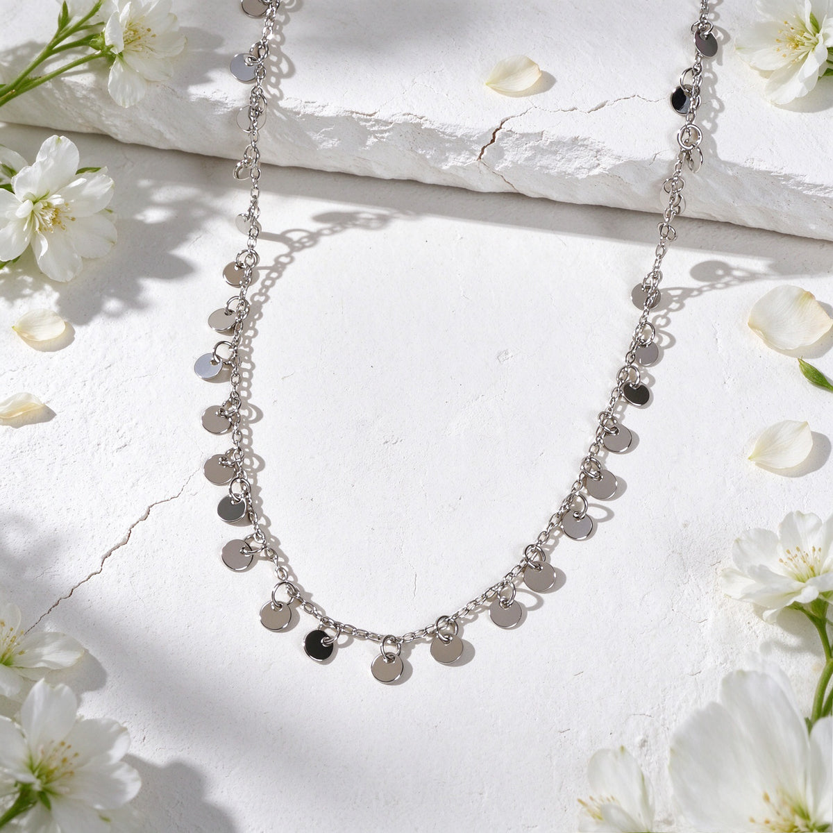 Dainty Coin Sequin Choker Necklace Round Disc Charm Minimalist Fashion Jewellery