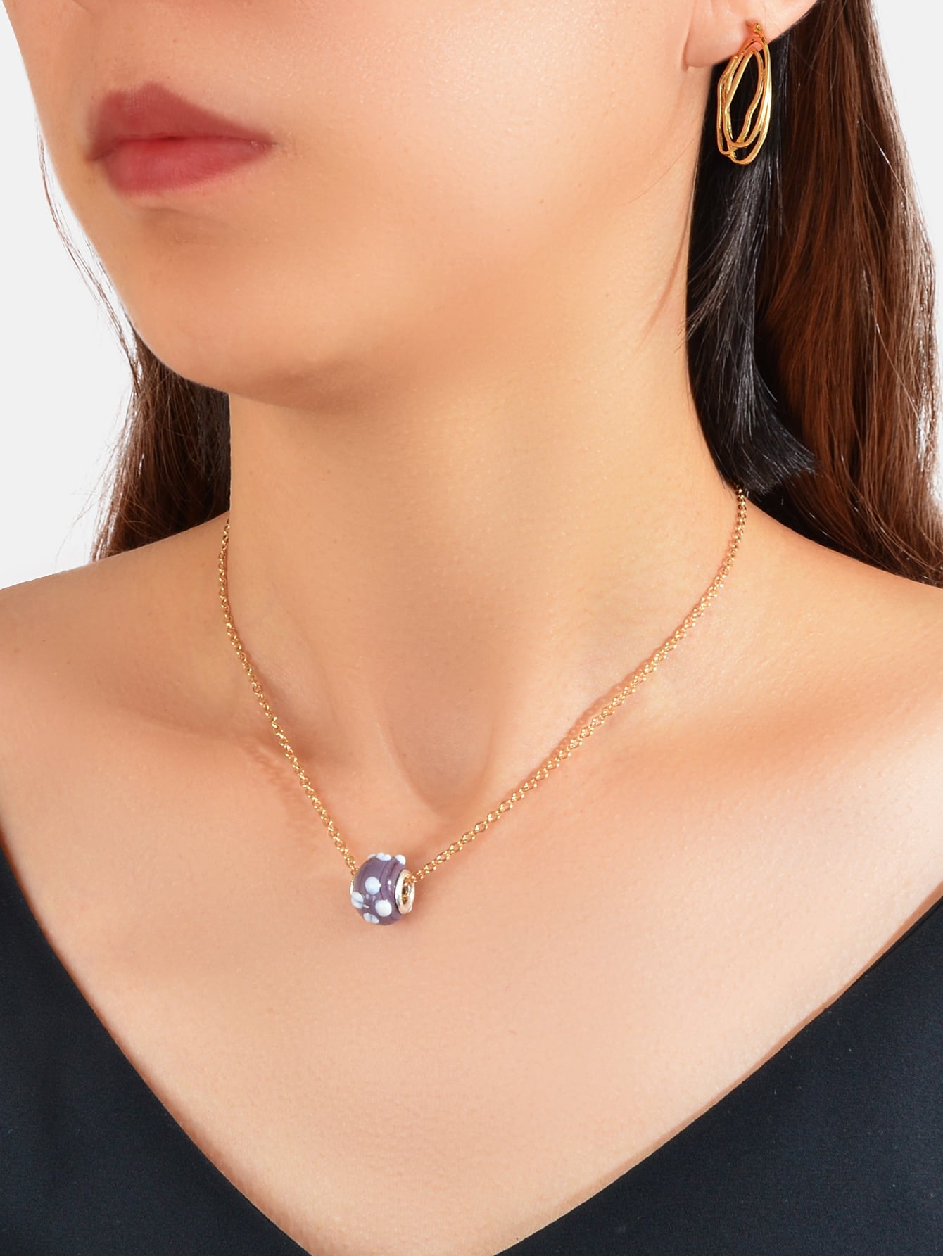 Purple Pendant Necklace and Gold Earrings Set - Elegant Jewelry Ensemble Gift