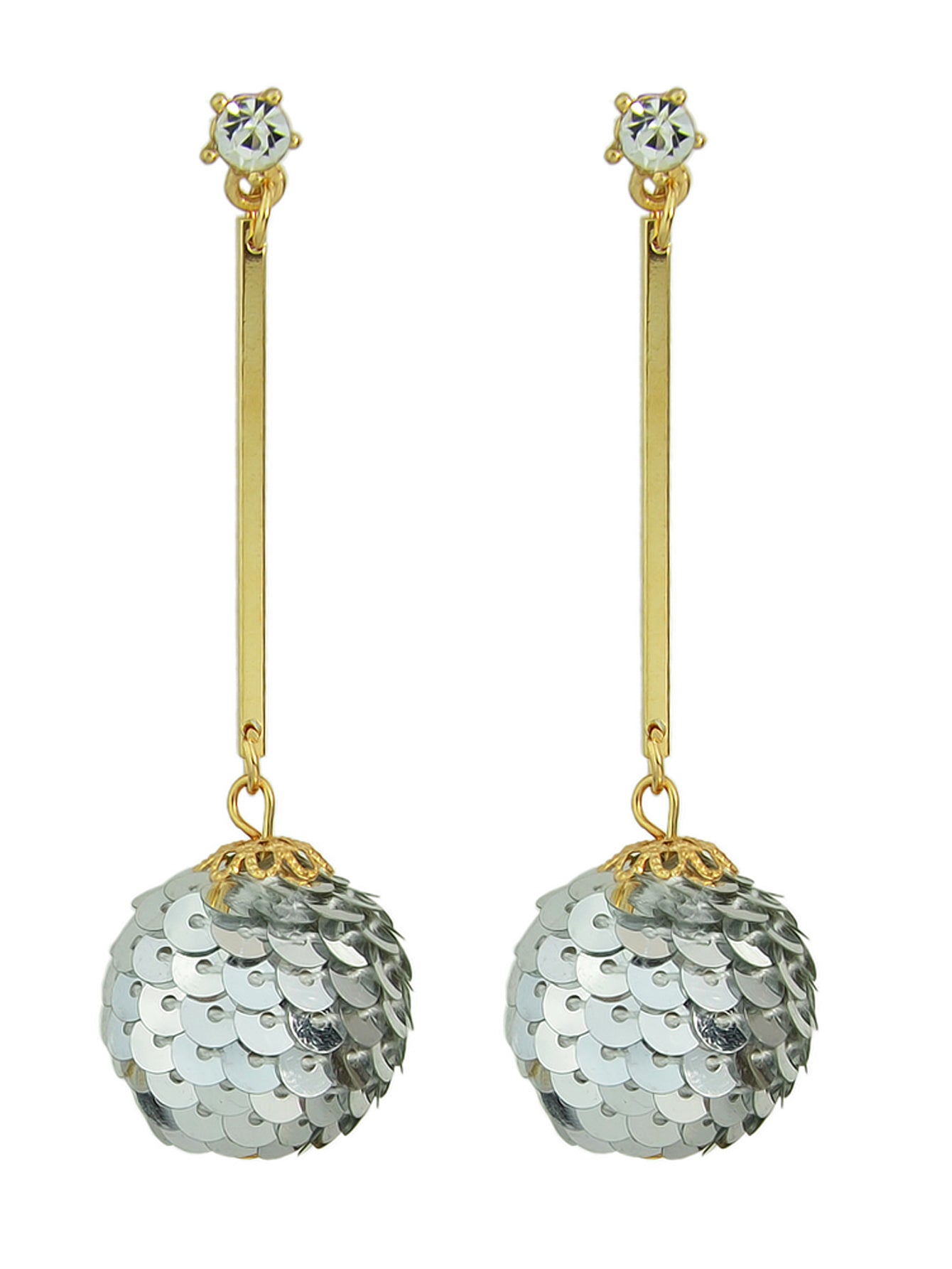 Rhinestone Sequins Ball Charm Pendant Dangle Earrings Women Girl Teens Jewellery