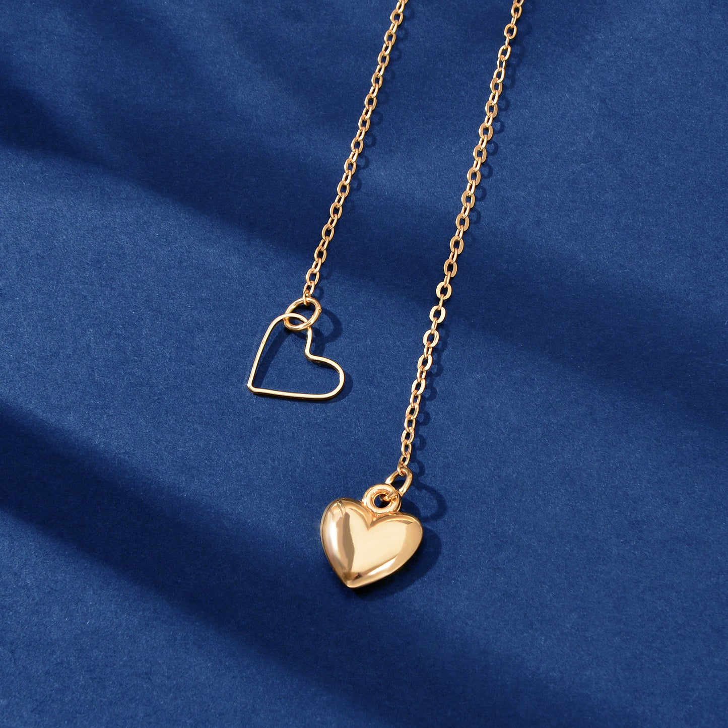 Minimalist Gold Chain Heart Lock Y Lariat Necklace Trendy Women Teens Jewellery