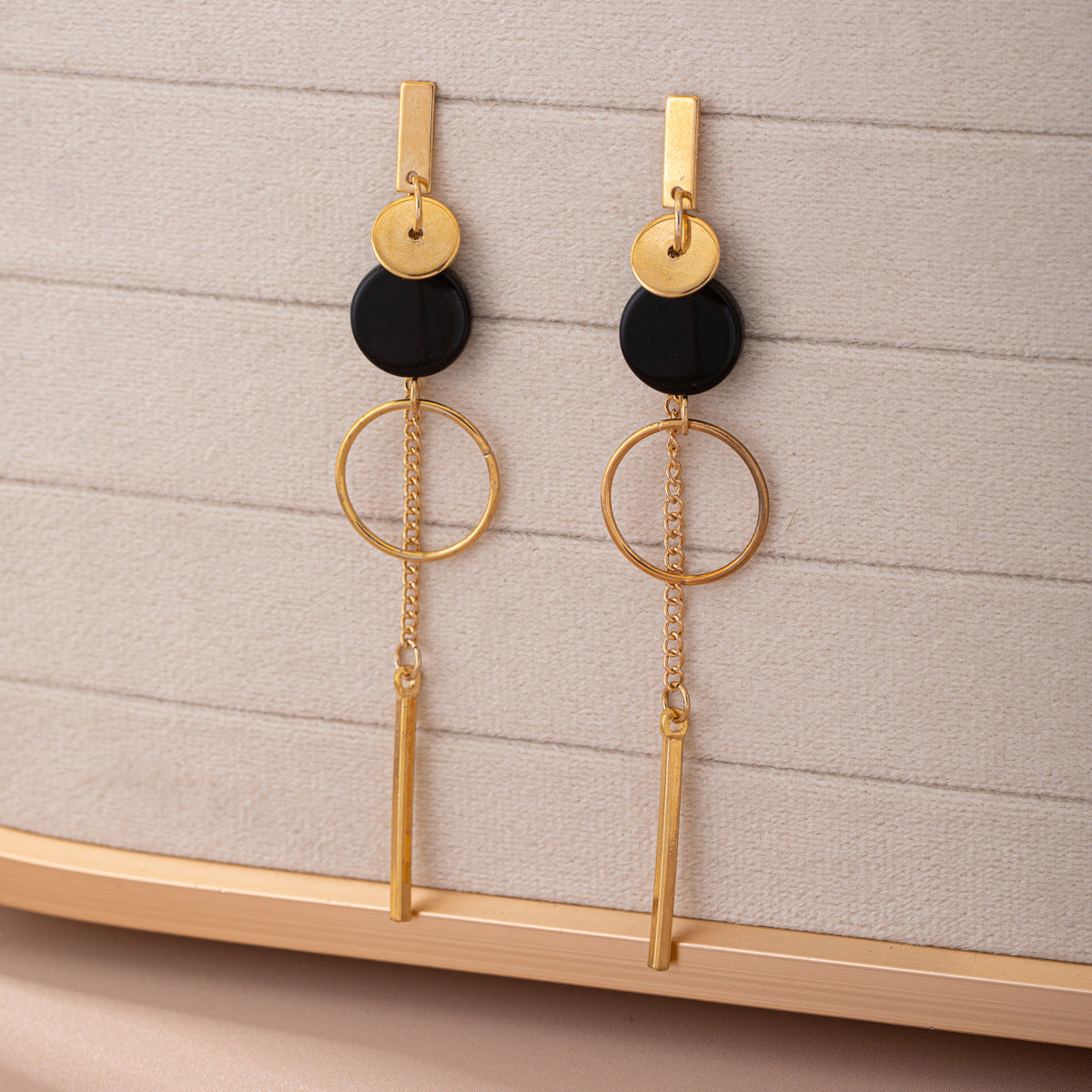 Gold Silver Round Circle Bar Geometric Drop Stud Tassel Earrings Accessories