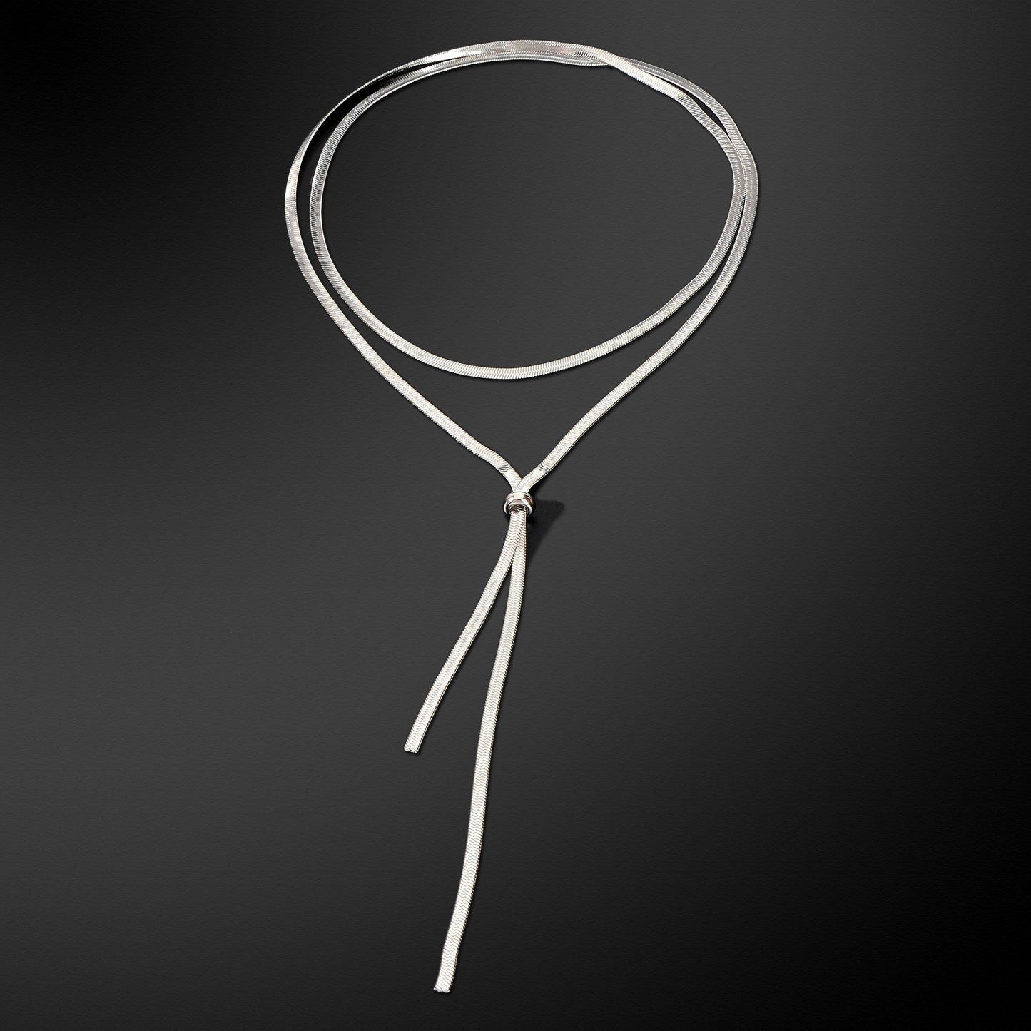 Minimalist Silvery Snake Chain Stainless Steel Y Style Adjustable Necklace Women