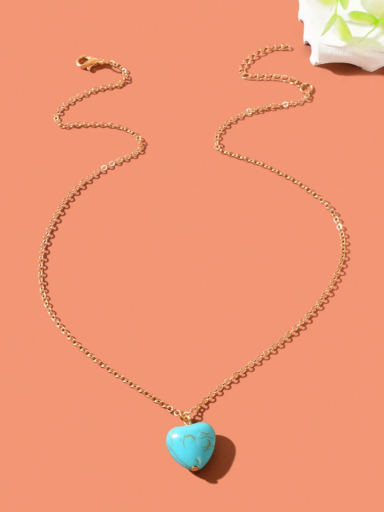 Fashion Gold Chain Turquoise Love Heart Pendant Necklace Boho Ethnic Accessories