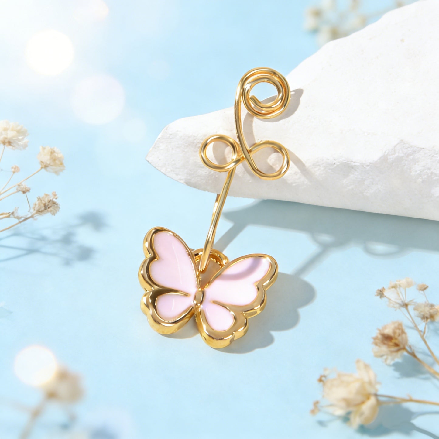 1 pc Piercing Nose Bone Studs Colorful Enamel Butterfly Nose Ring Faux Lip Ear