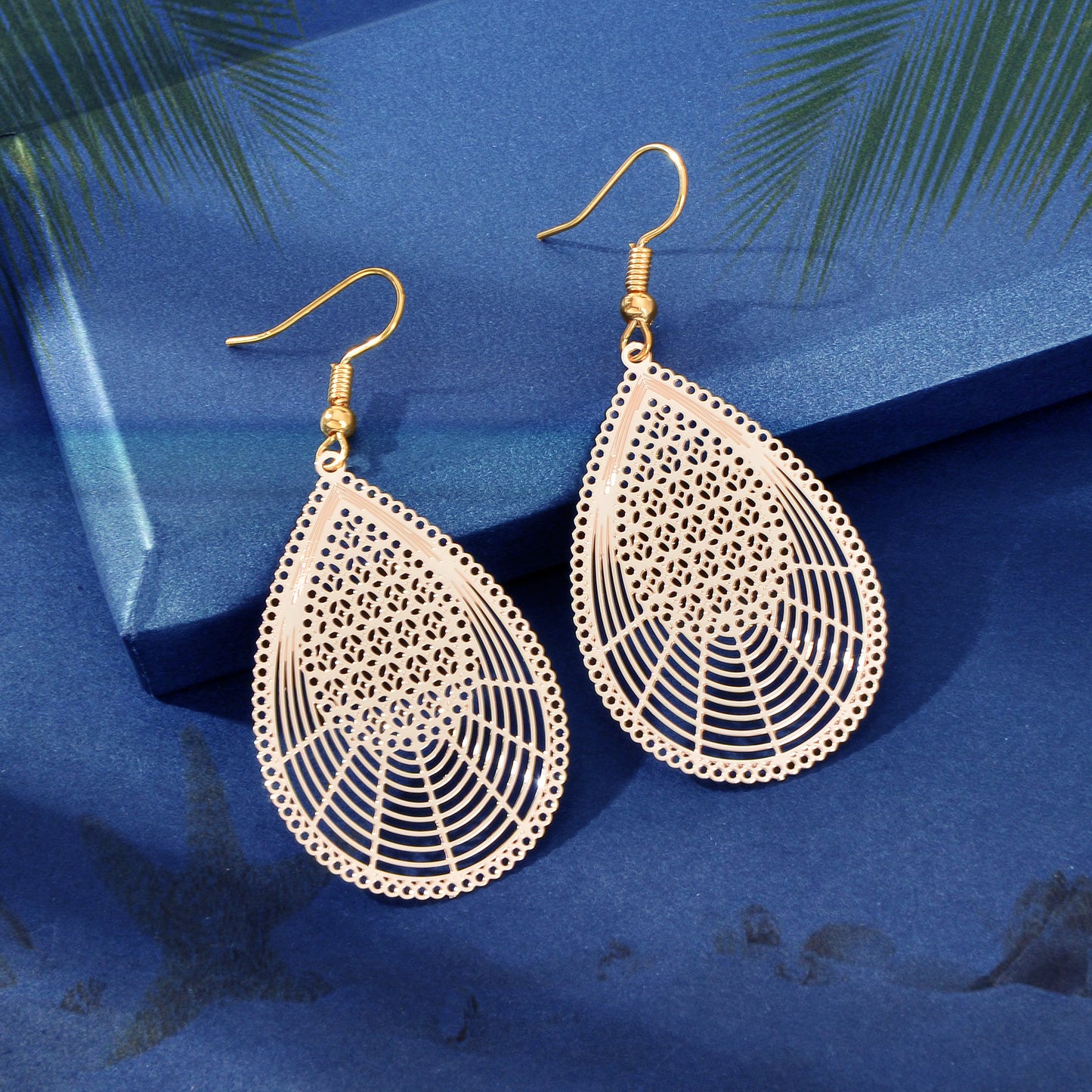 Elegant Hollow Rose Golden Water Drop Earrings Party Daily Social gatherings Geometric Jewelry