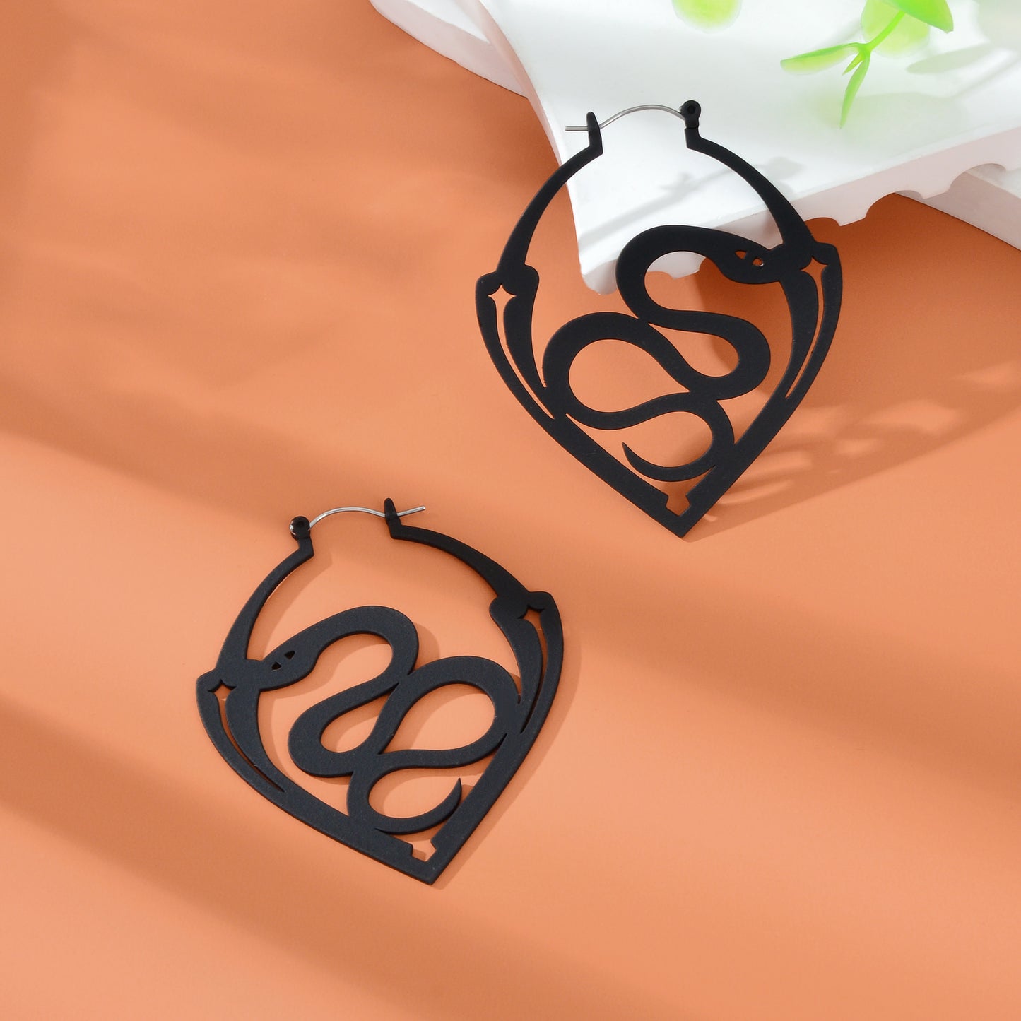 Gothic Black Snake Geometric Big Statement Dangle Earrings Party Daily Jewelry