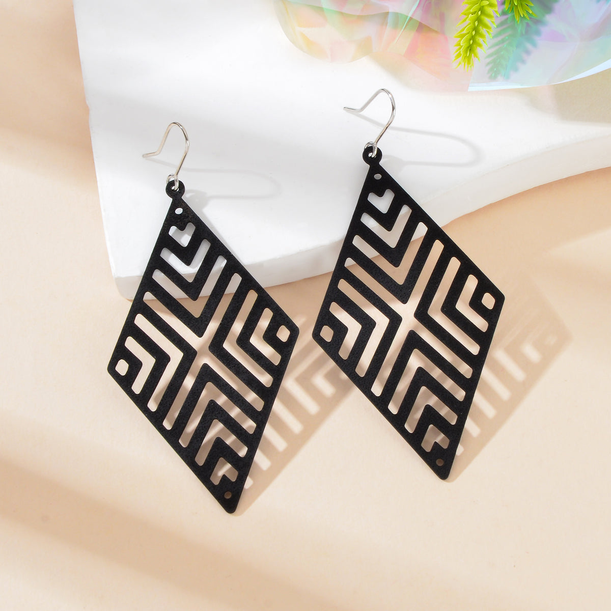 Stylish Cutout Geometric Pendant Earrings Contemporary Hollow Modern Jewellery