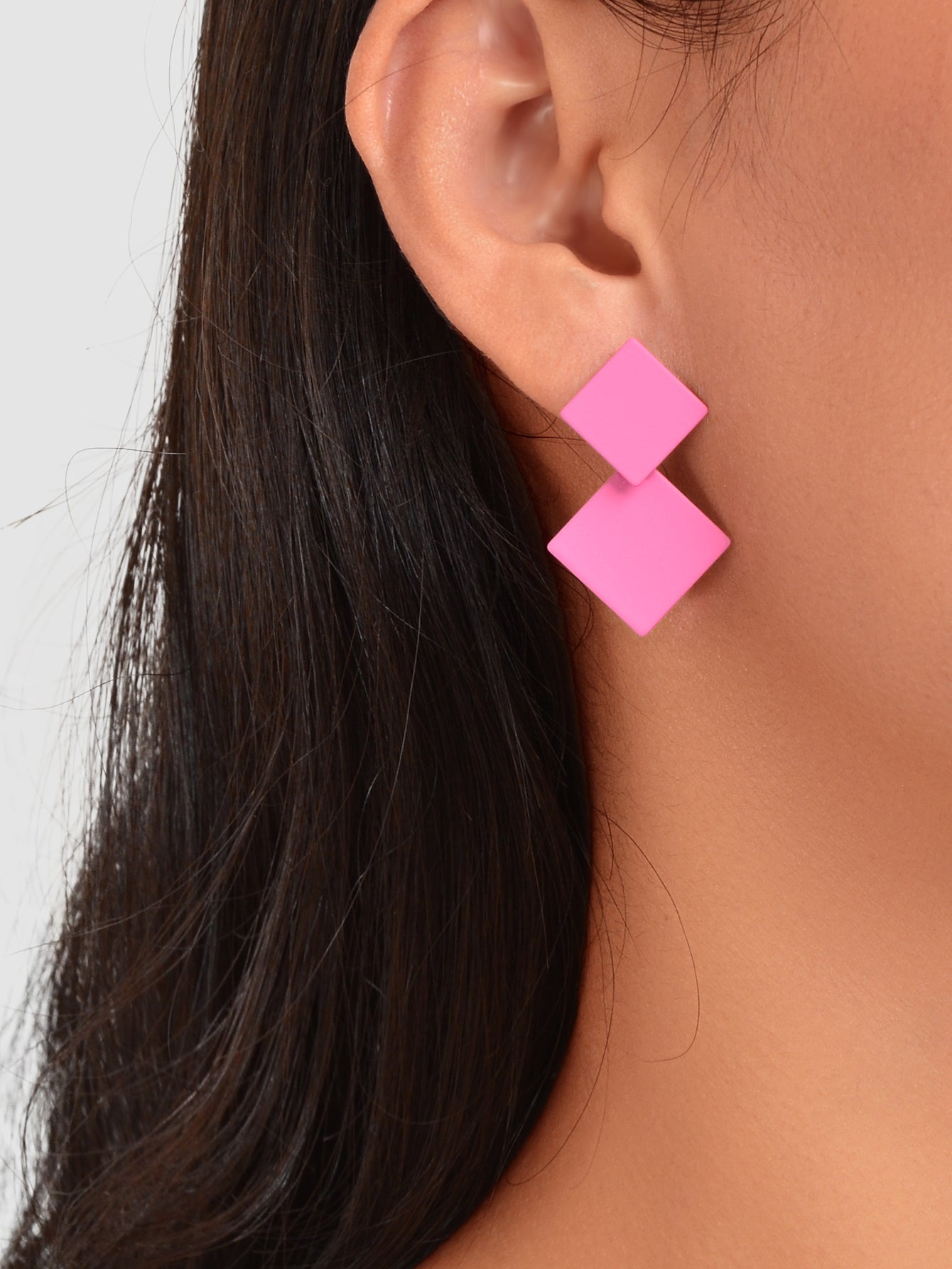 Chic Colourful Enamel Square Simple Geometric Stud Earrings Statement Jewellery