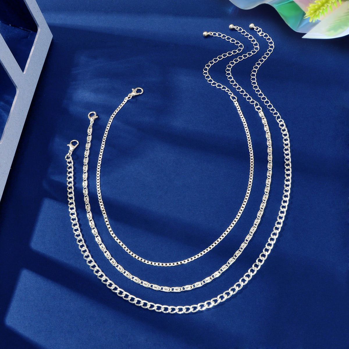 3 pcs Gold Silver Chain Boho Chic Minimalist Necklace Women Accessories Jewelry